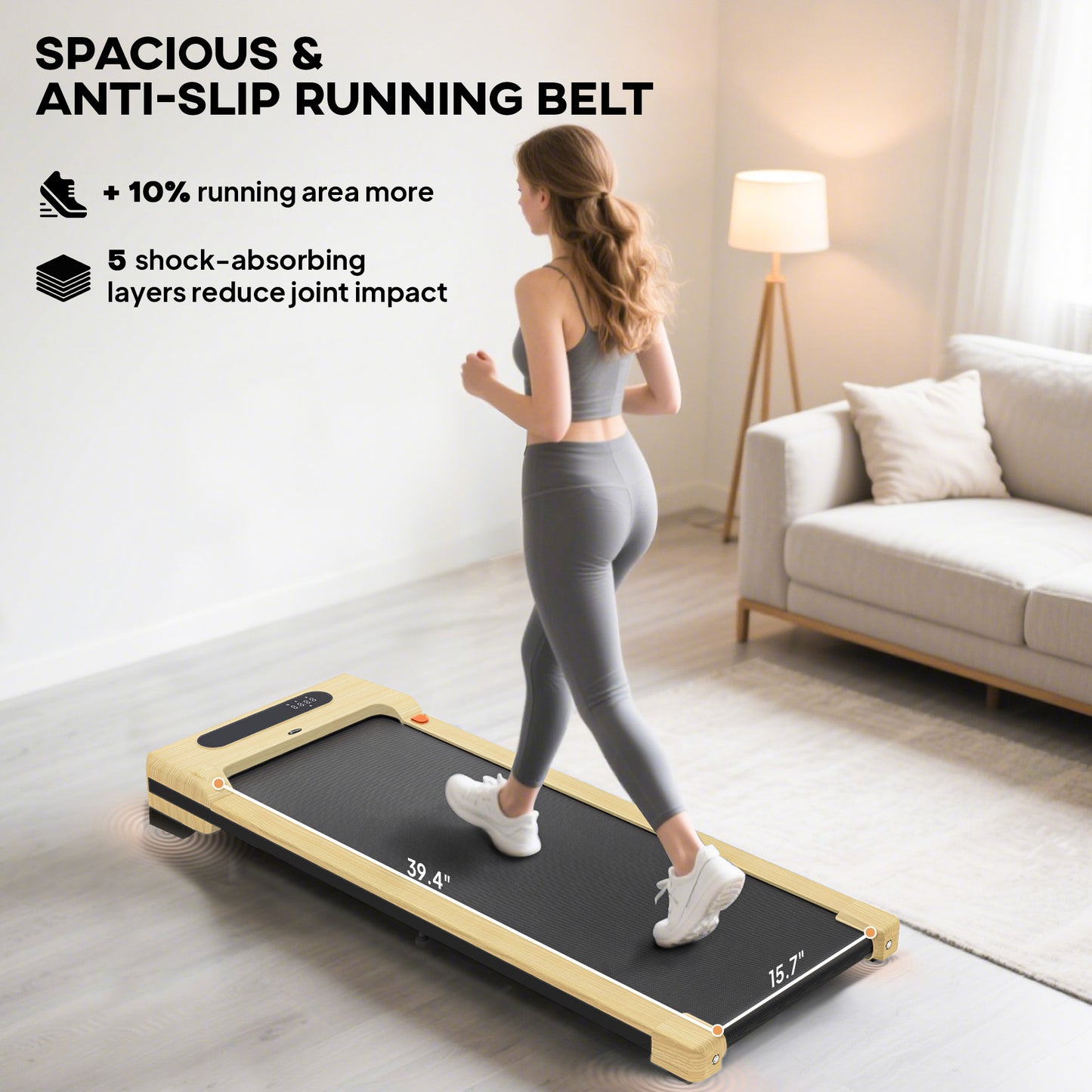 2.5HP Walking Pad, Under Desk Treadmill with Remote Control, Transport Wheels and LED Display for Home Gym Office