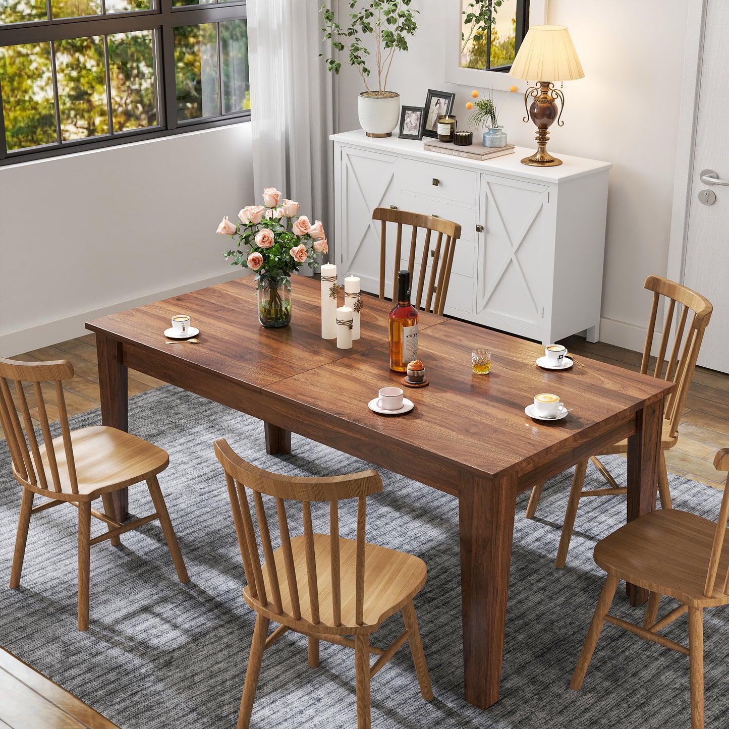Dining Table,106.3 In Large Extendable Kitchen Table