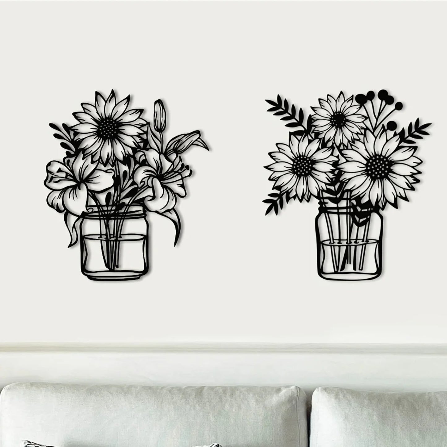Vintage Sunflower Metal Wall Art - Handcrafted Iron Wall Sculpture