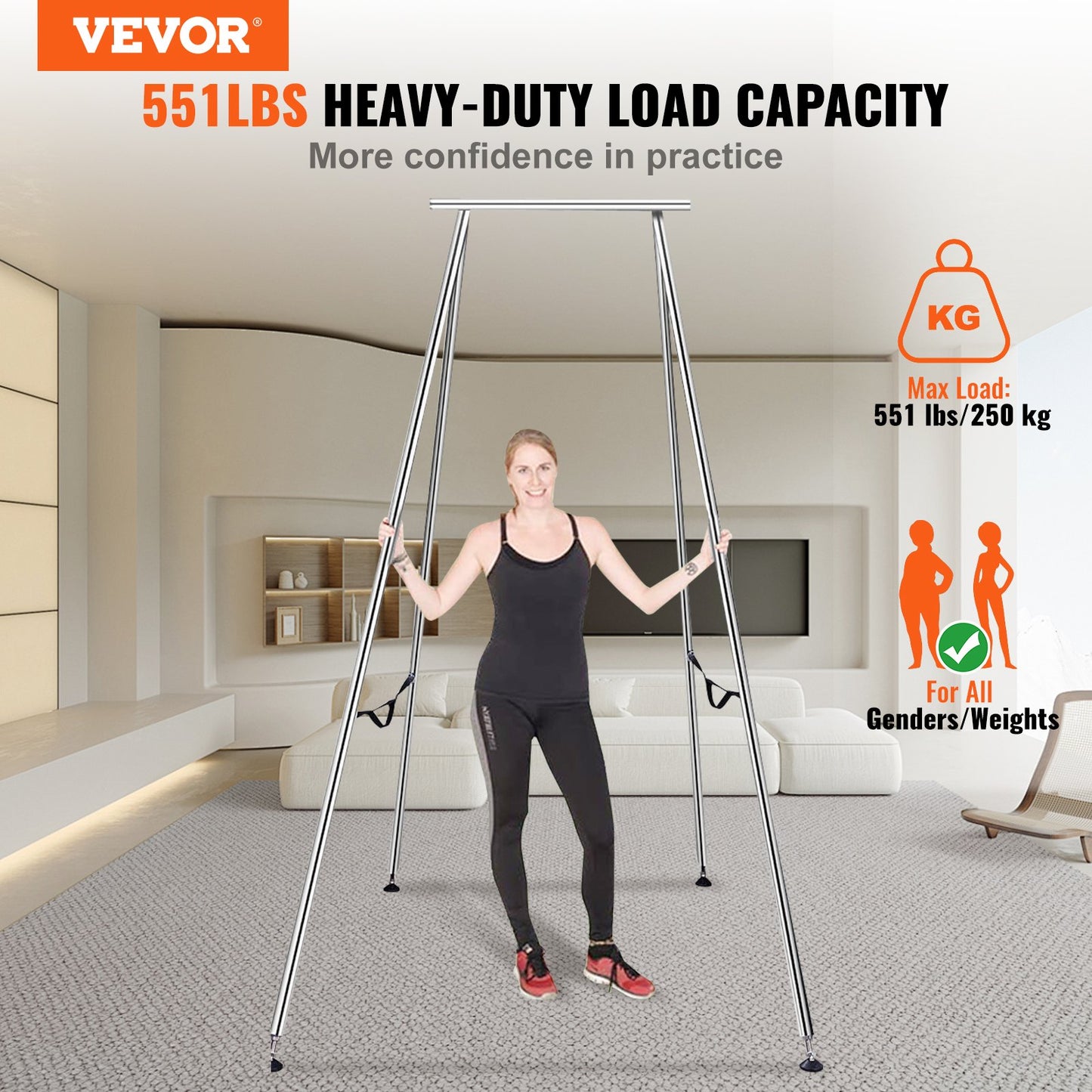 Aerial Yoga Frame, 9.67 Ft Height Yoga Swing Stand, Max 551.15 Lbs Load Chrome-Plated Steel Pipe Inversion Yoga Swing Stand Yoga Rig Yoga Sling Inversion Equipment For Indoor Outdoor Aerial Yoga