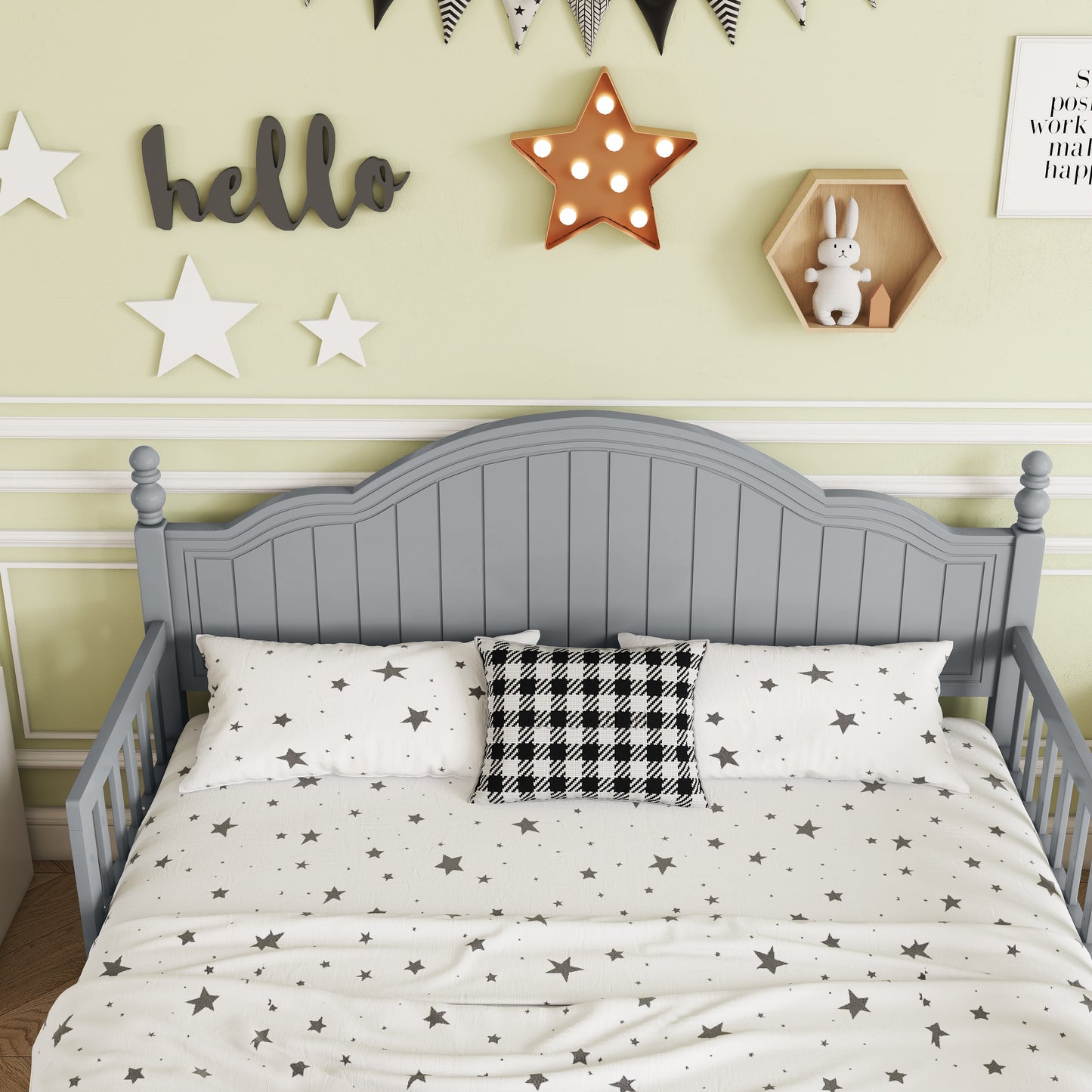 Full Size Bed For Kids, Wood Full Platform Bed With Headboard And Footboard, Gray Expect Arrival Date 2026 2 17