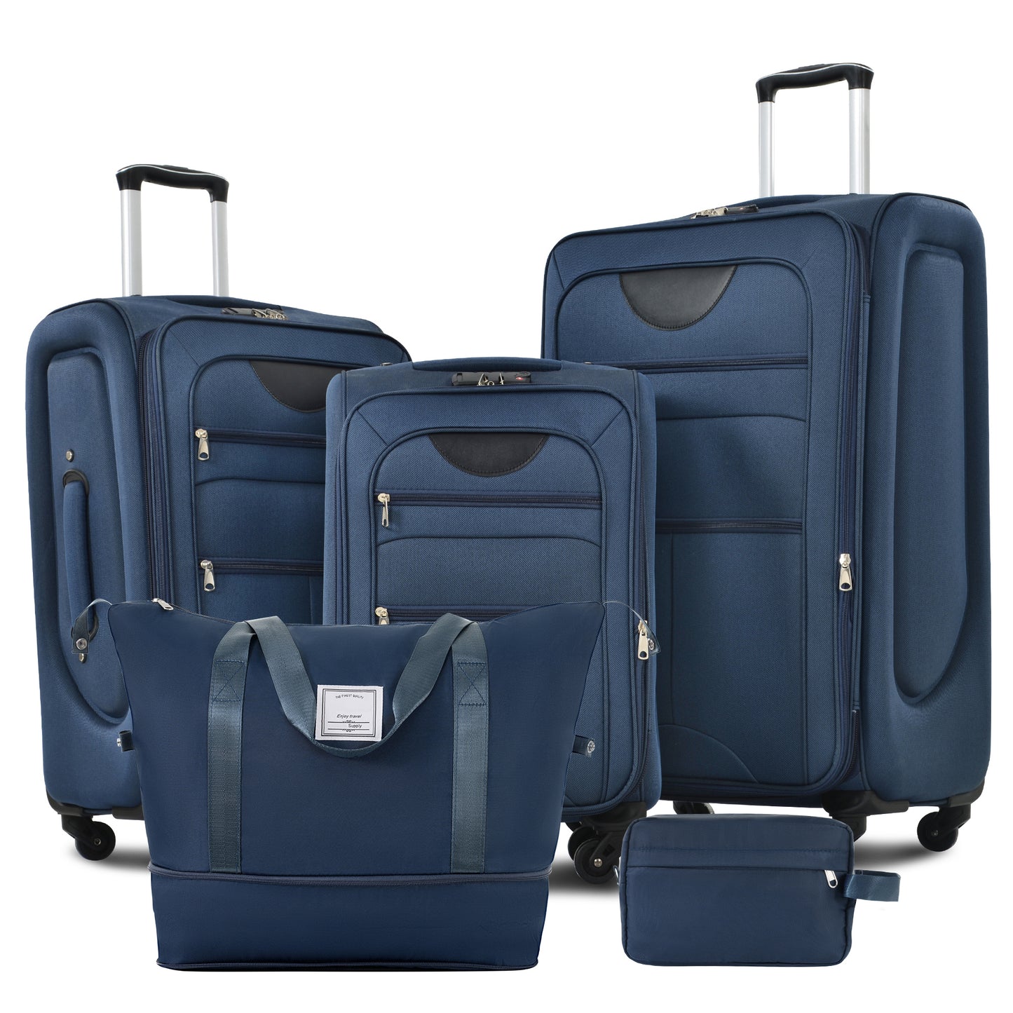 Softside Luggage Expandable 3 Piece Set Suitcase With Duffel Bag Upright Spinner Softshell Lightweight Luggage Travel Set-22-26-30 IN
