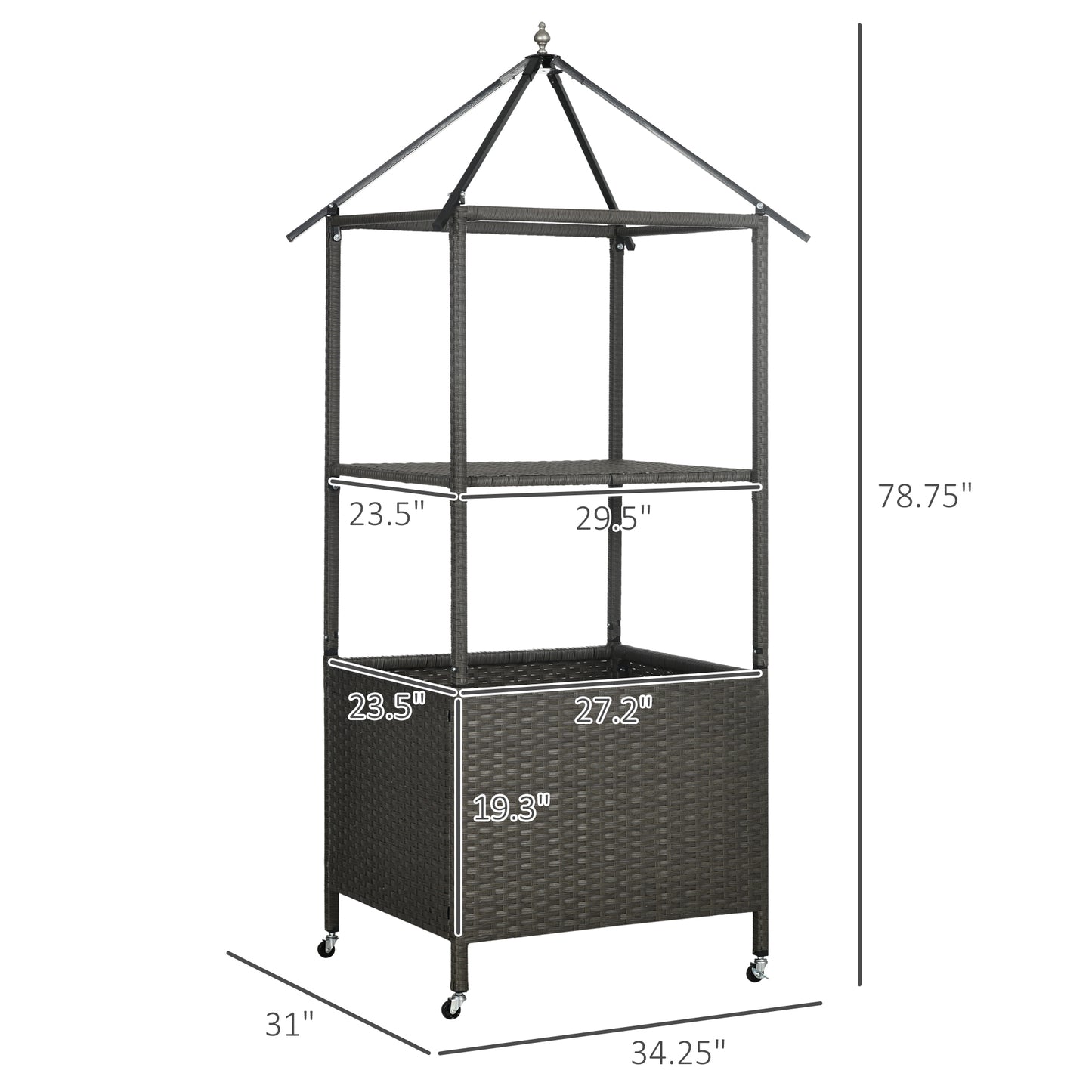 Outdoor Towel Valet Caddy, Covered Poolside Towel Holder Rack, Shelf, Basket, Rolling PE Rattan Wicker Storage on Wheels, Beige