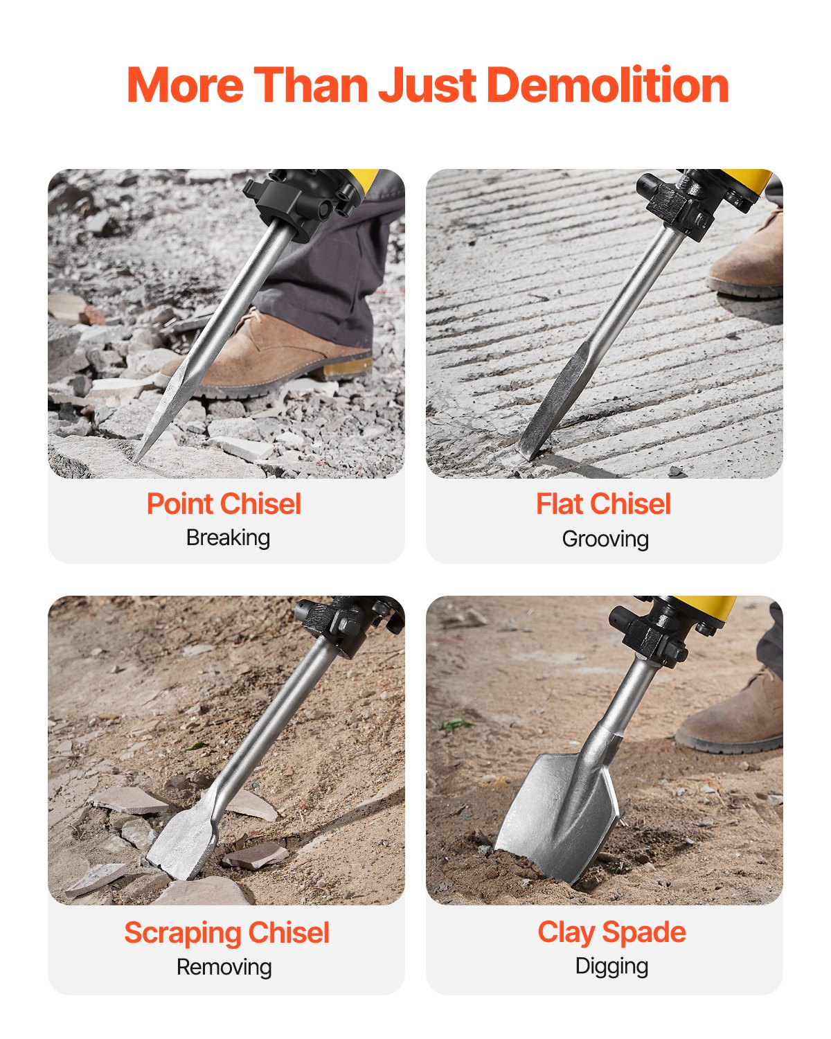 Demolition Jack Hammer Concrete Breaker 2200W Electric Hammer 4 Chisel Bit