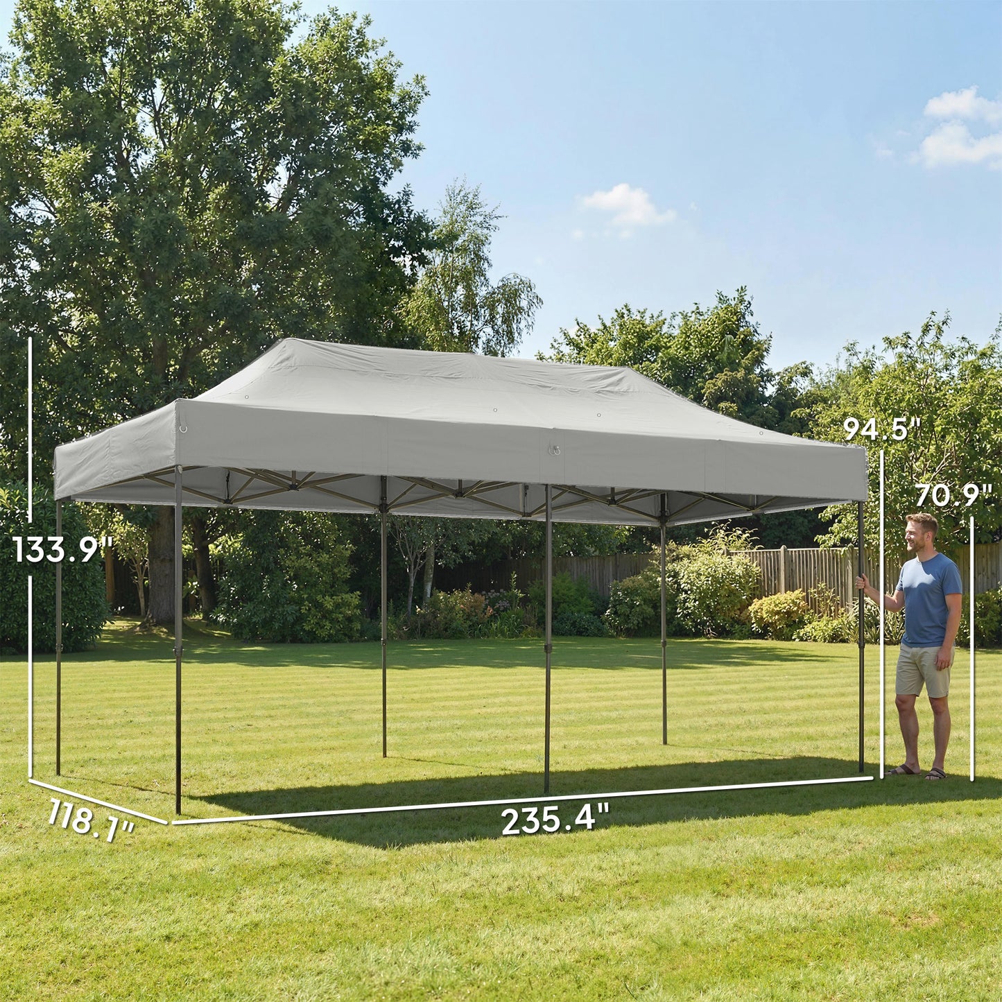 10 x 20 ft Pop Up Canopy Tent, Heavy Duty UPF50+ Outdoor Portable Instant Canopy Shelter with Wheeled Bag, White