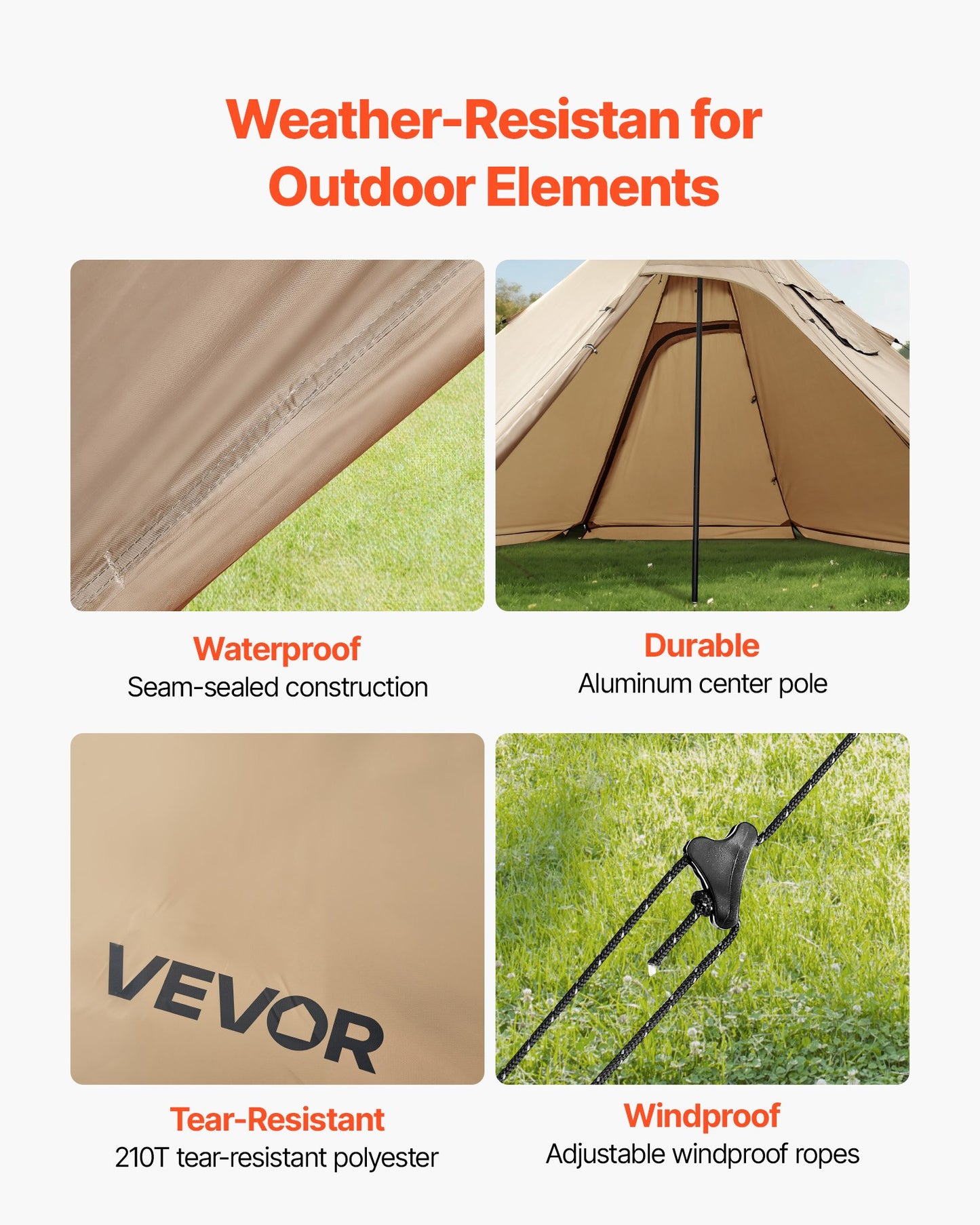 Hot Tent For 4 Persons, Portable Winter Tipi Tent With Stove Jack, Waterproof Canvas Camping Tents,  Lightweight 4 Season Shelter Tents For Hiking Fishing Backpacking, M Size