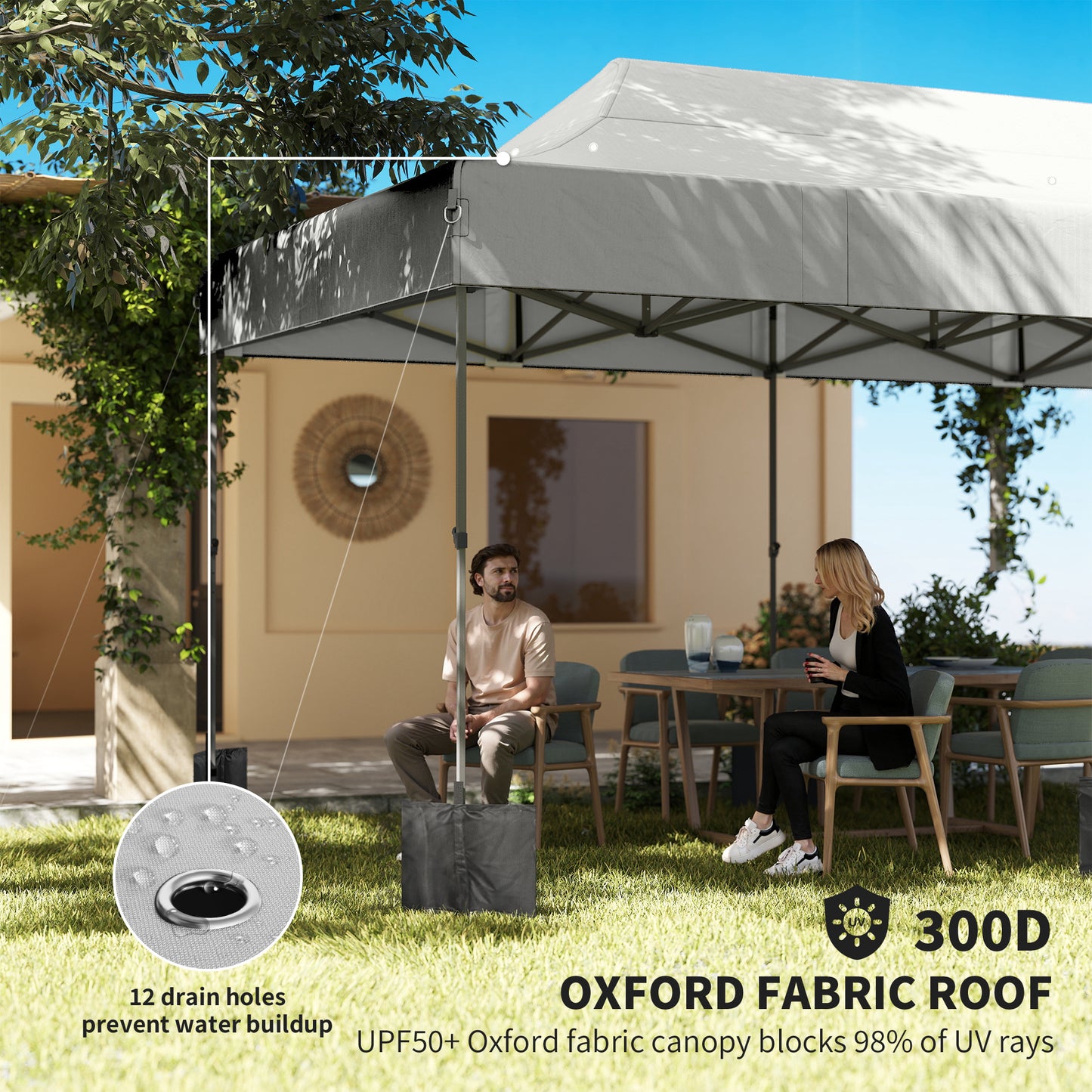 10 x 20 ft Pop Up Canopy Tent, Heavy Duty UPF50+ Outdoor Portable Instant Canopy Shelter with Wheeled Bag, White