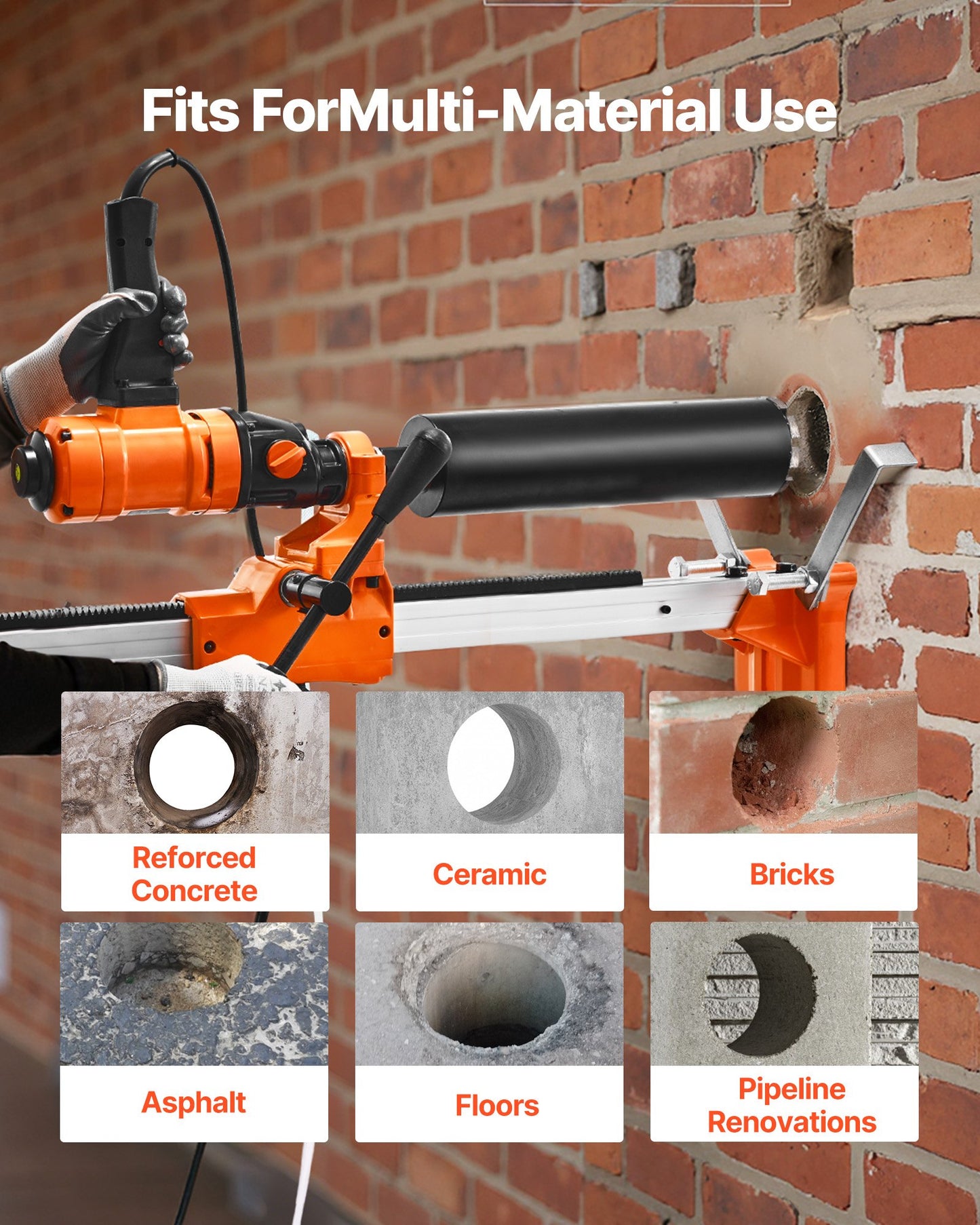 Diamond Core Drill Machine Handheld And Stand Concrete Core Drill Rig 8 In