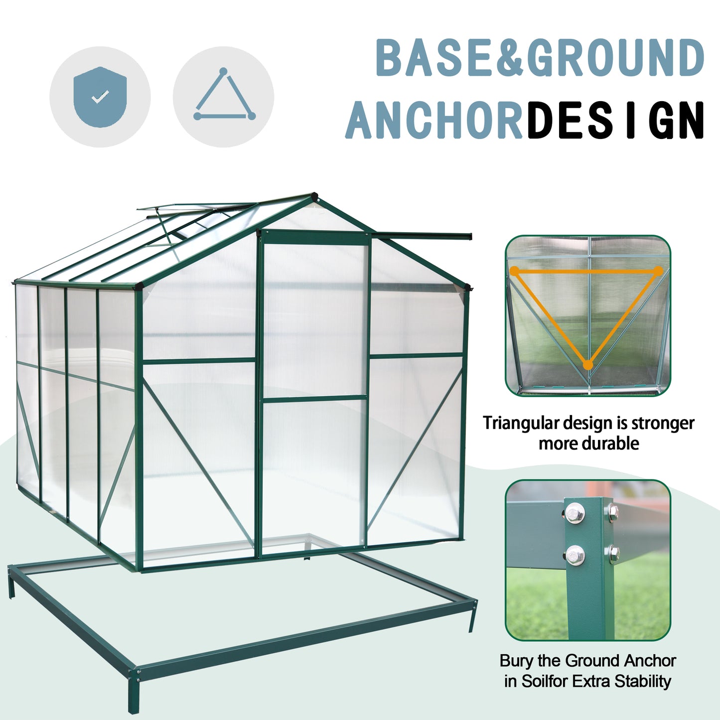 Polycarbonate Greenhouse,6x 8 Heavy Duty Walk-in Plant Garden Greenhouse For  Outdoor