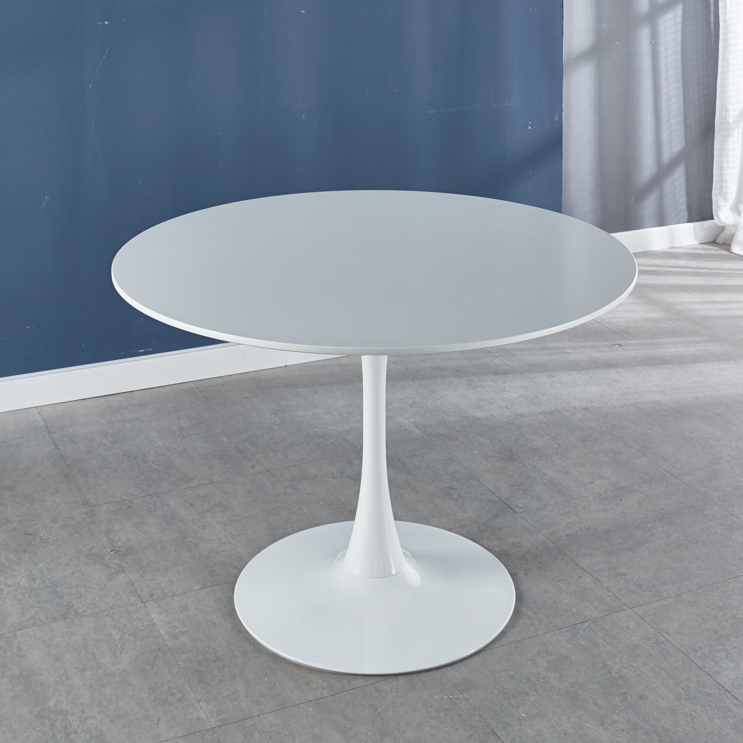 42.1 White COLOR TOP Tulip Table Mid-century Dining Table For 4-6 People With Round Mdf Table Top, Pedestal Dining Table, End Table Leisure Coffee Table