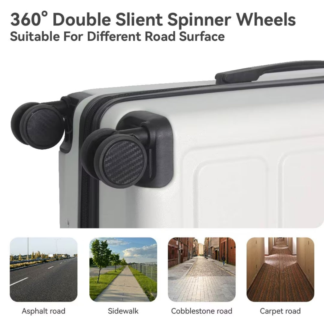 Luggage Sets ABS Hardshell 3pcs Luggage, Lightweight Durable Suitcase Sets Spinner Wheels Suitcase 20-24-28  White