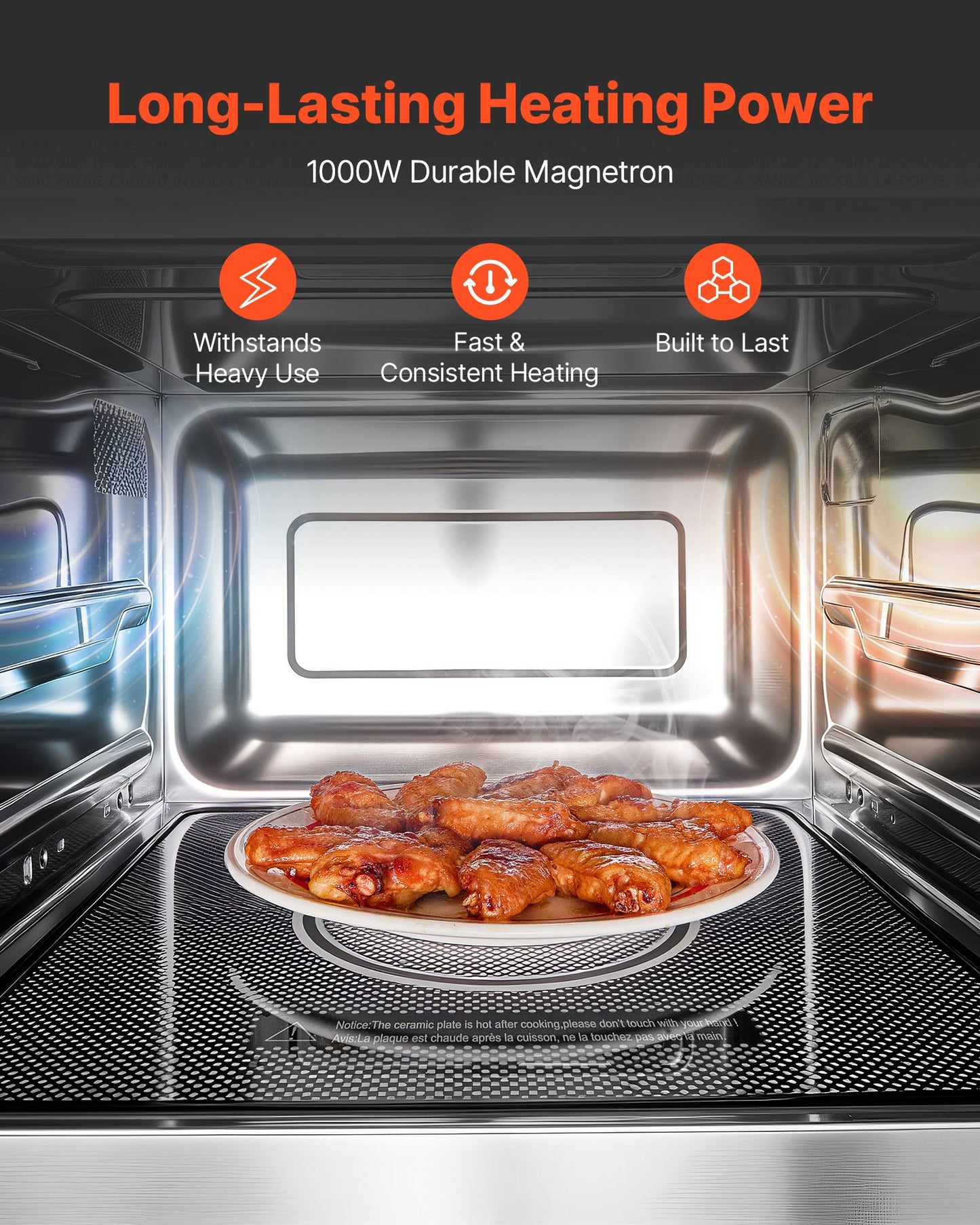 Countertop Microwave Oven, 0.9 Cu Ft, 1000W Digital Stainless Steel Microwave Oven With Touchscreen, 10 Cooking Presets, 5 Power Levels, Multi-Lock Door & Easy Clean Interior For Commercial Use
