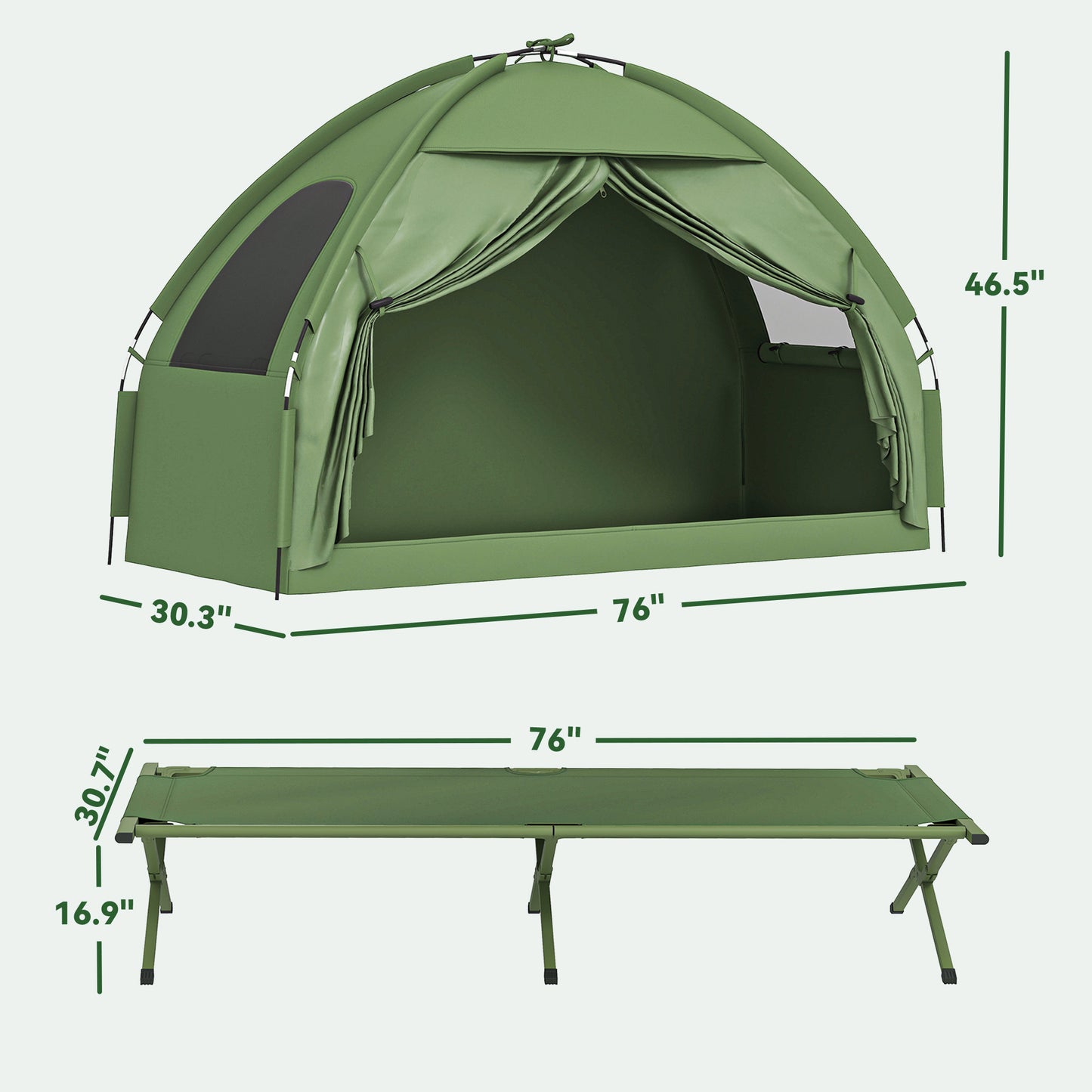 Camping Tent Cot, Single Person Folding Cot Combo, Off-Ground Tent, Covered Outdoor Bed With Carry Bag For Hiking, Camping