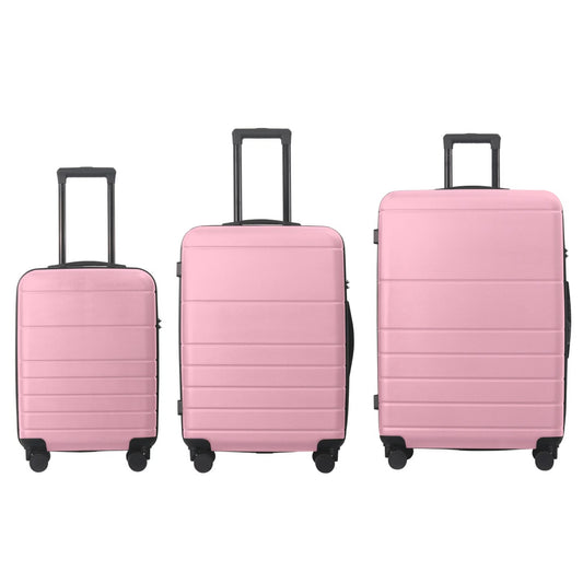 Luggage Sets ABS Hardshell 3pcs Luggage, Lightweight Durable Suitcase Sets Spinner Wheels Suitcase With TSA Lock 20''24''28'' Available Pink