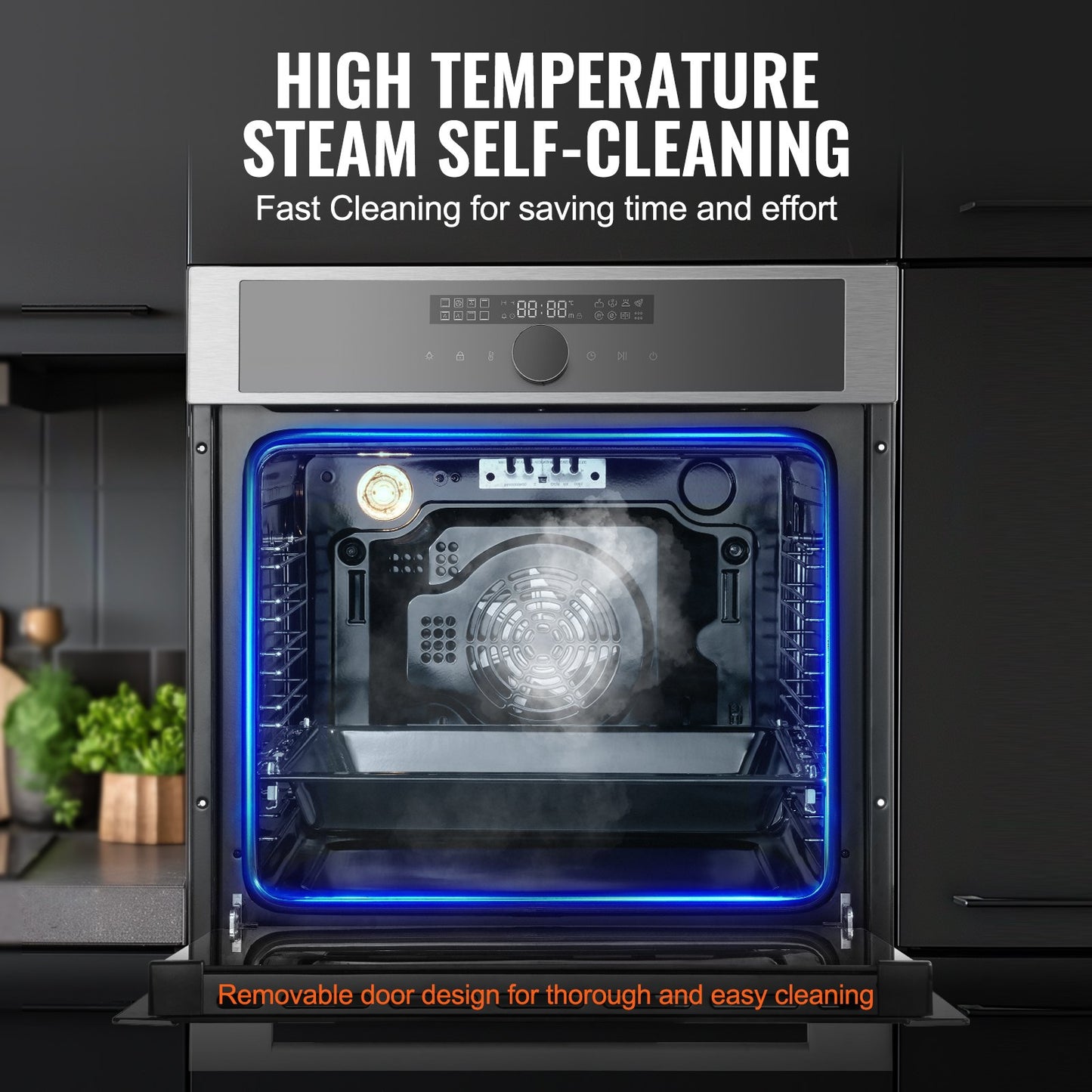 Single Wall Oven 24' Electric Built-in Wall Oven 16 Functions 2.68 Cu. Ft