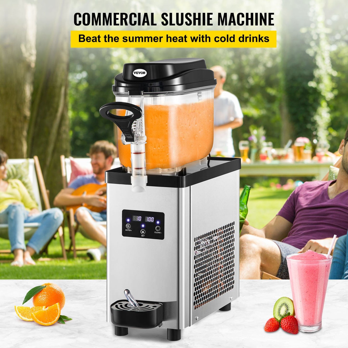 Commercial Slushy Machine, 6L/1.6 Gallons 25 Cups Single-Bowl, 300W 110V, Stainless Steel Margarita Smoothie Frozen Drink Maker, Slushie Machine For Supermarkets Cafes Restaurants Bars Home Use