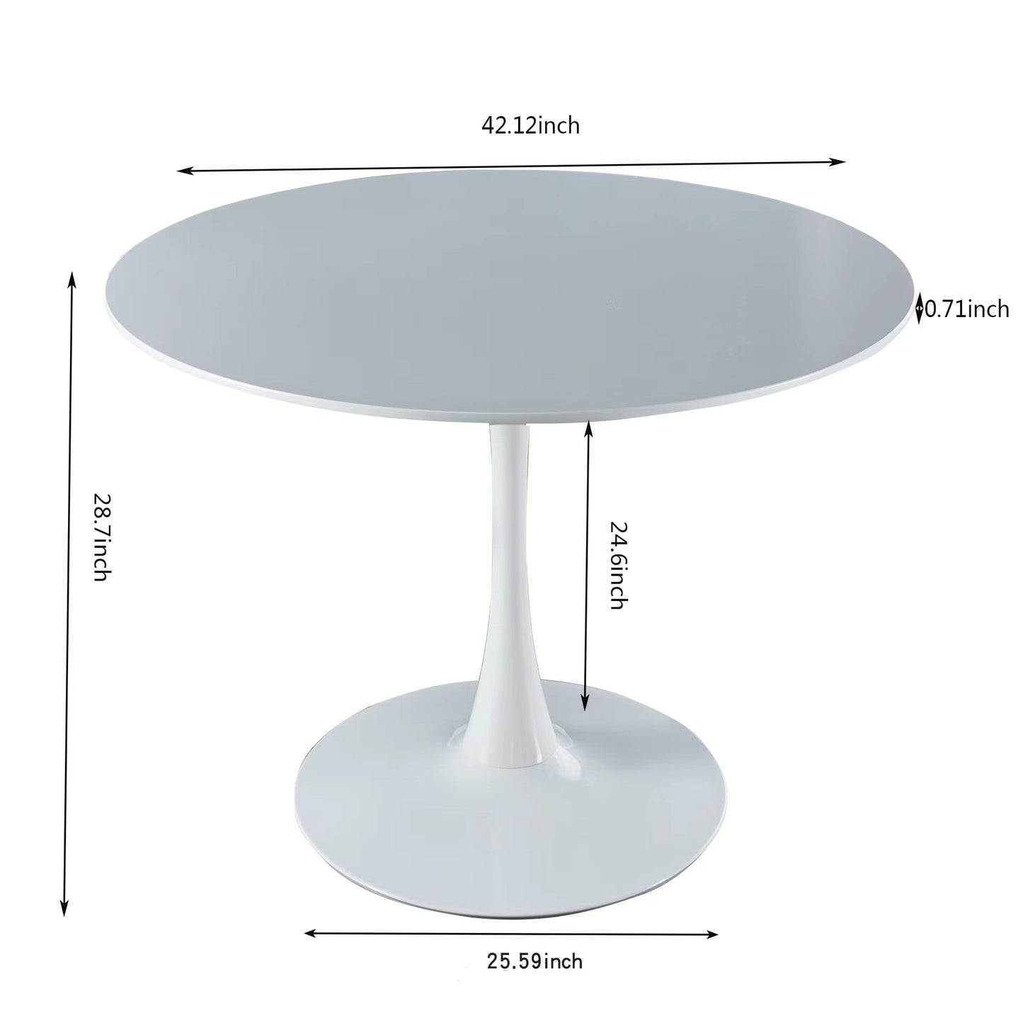 42.1 White COLOR TOP Tulip Table Mid-century Dining Table For 4-6 People With Round Mdf Table Top, Pedestal Dining Table, End Table Leisure Coffee Table