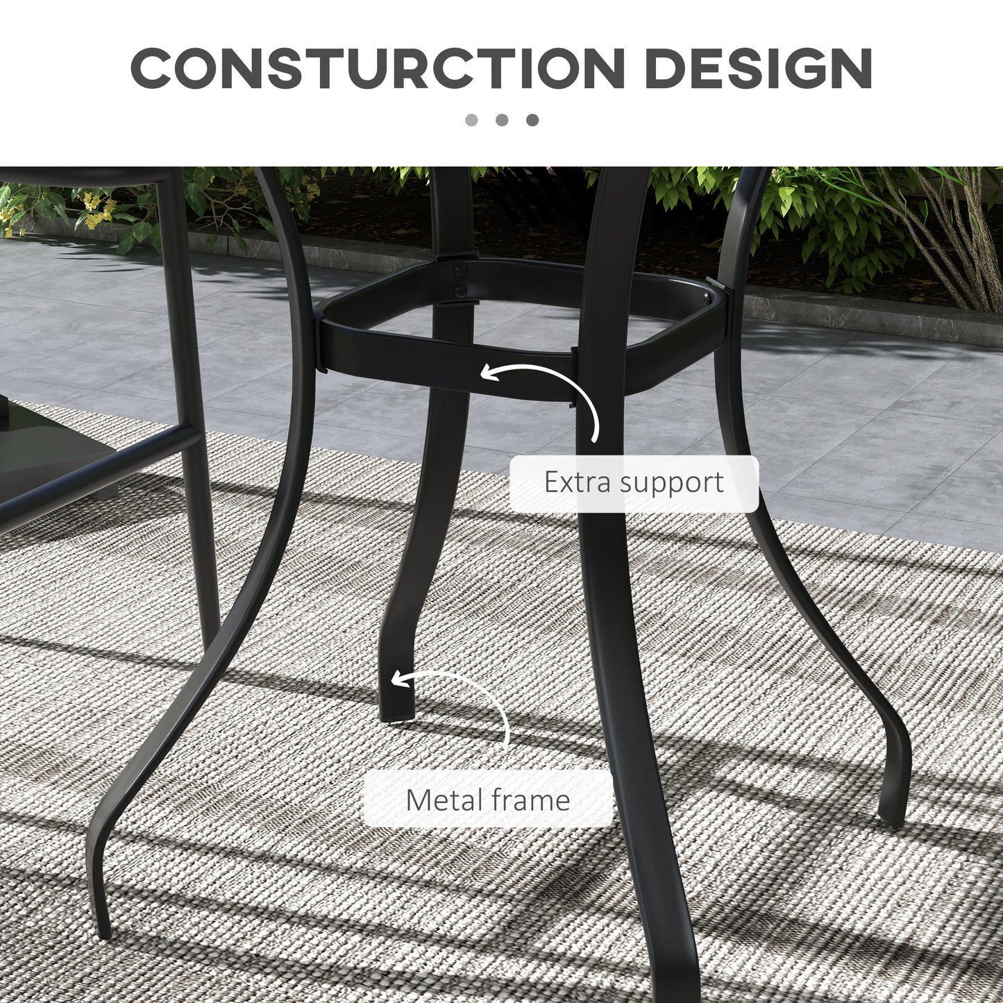 28" Outdoor Dining Table, Faux Wood Patio Furniture, Square Wood-Like Garden Table with Water Safe Design, Brown