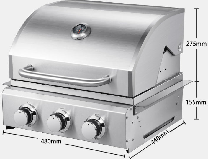 Stainless Steel Embedded Three-head Gas Barbecue Grill