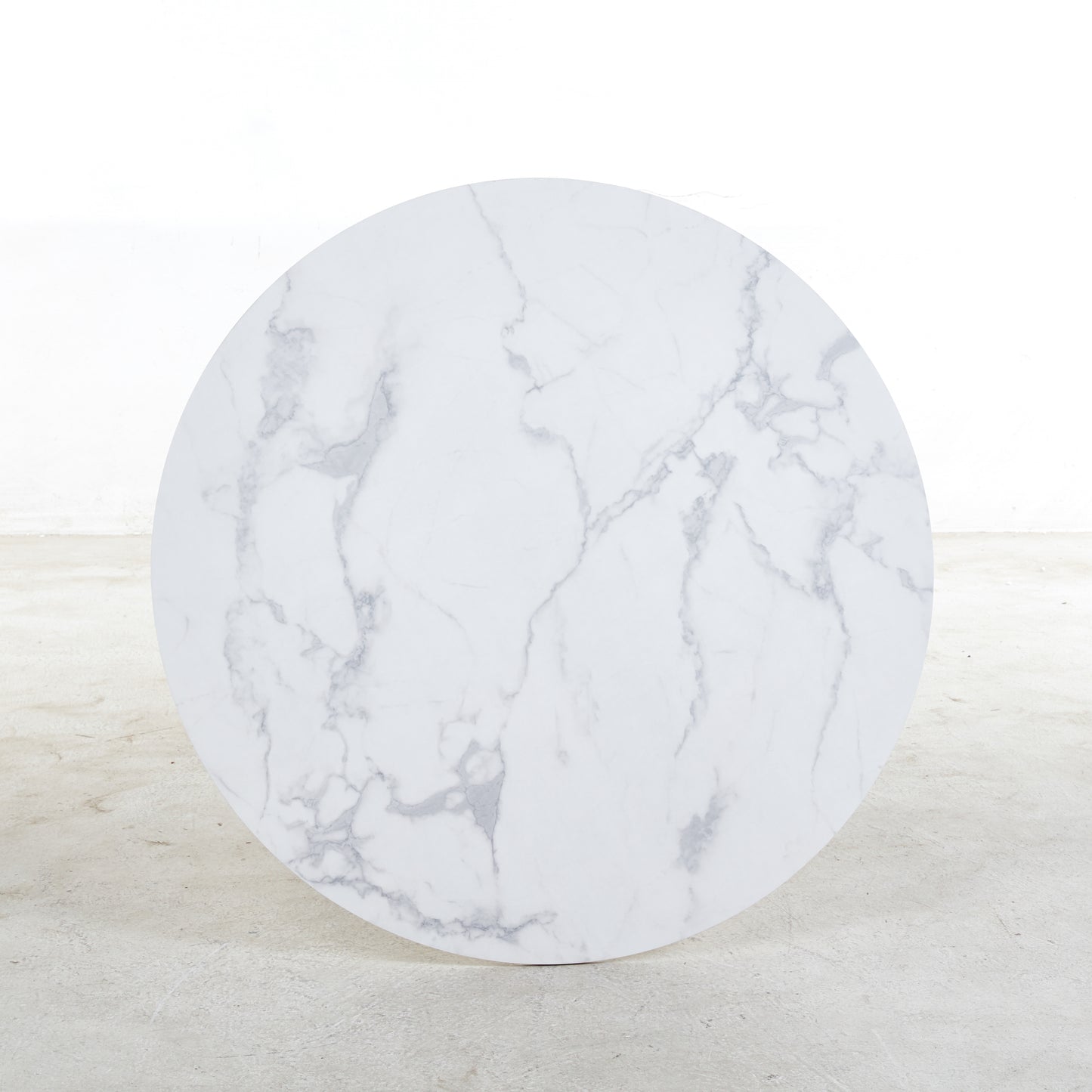 42.1 WHITE Table Cross Leg Mid-century Dining Table For 4-6 People With Round Mdf Table Top, Pedestal Dining Table, End Table Leisure Coffee Table,white Marble Color