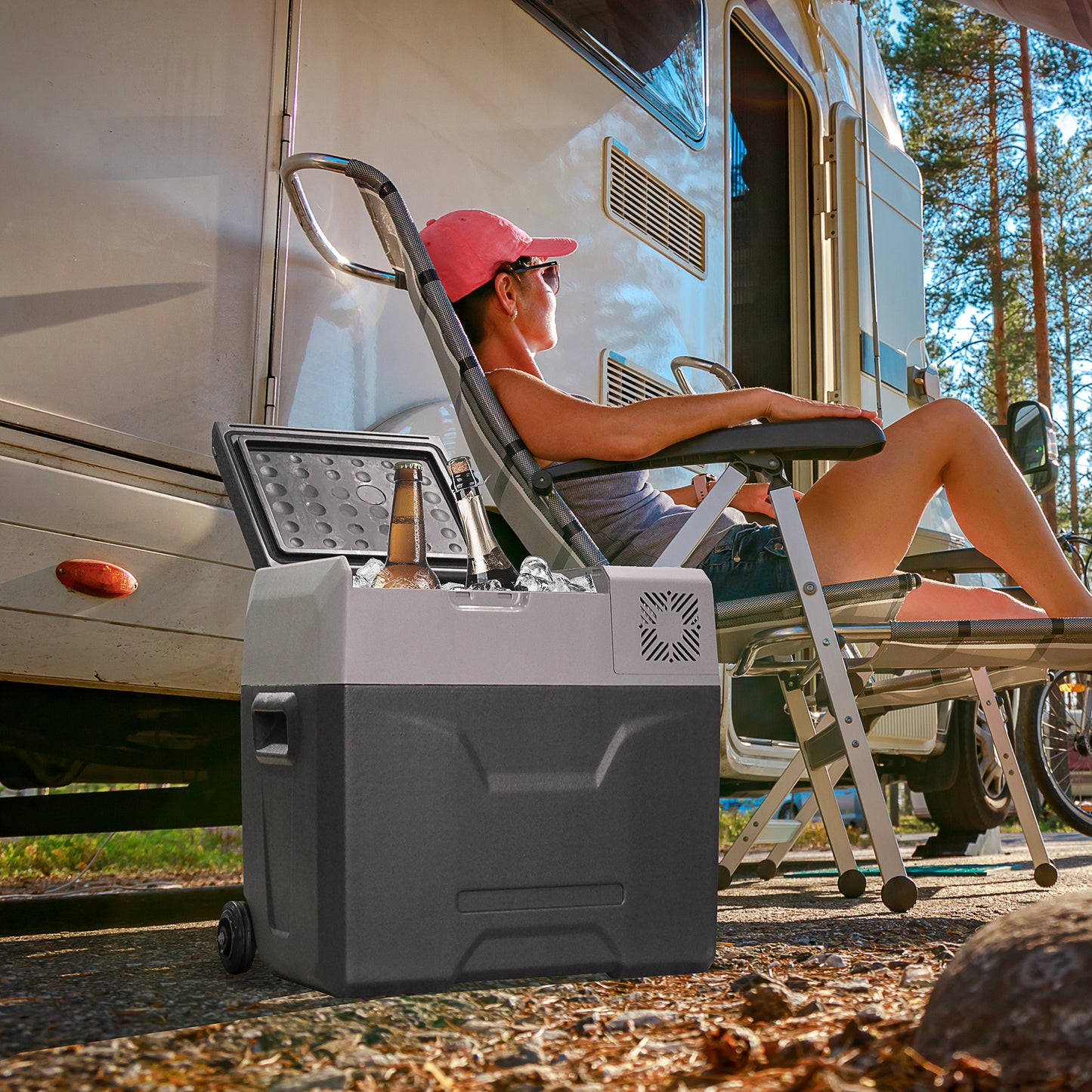 Car Refrigerator, Portable 12/24V 50 Litre Compressor Fridge Freezer, Electric Cooler Box For Camping, Travel, Picnic, Down To -20℃