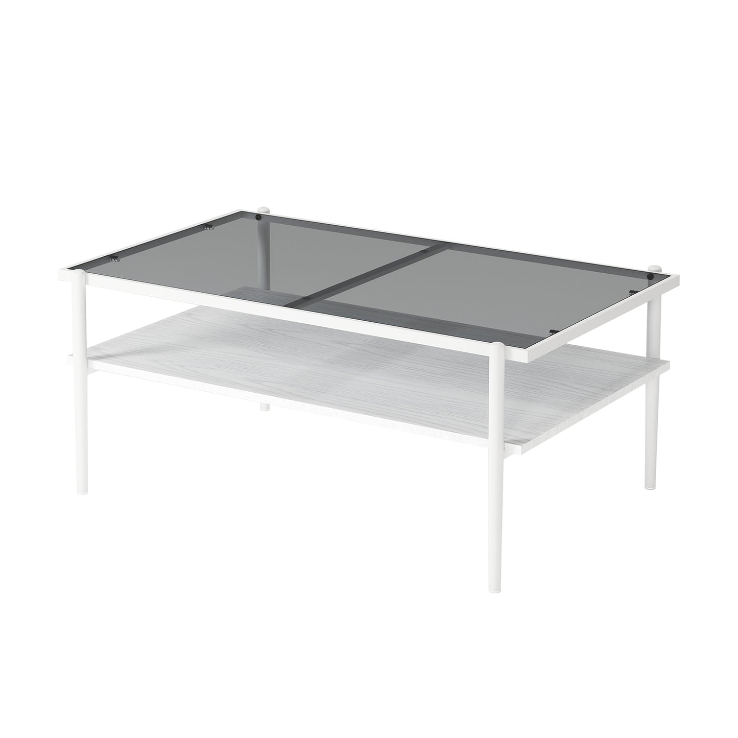Coffee Table And End Tables Set Of 3, Tempered Glass Table With MDF Layer, Modern Tables For Living Room , Gray Glass