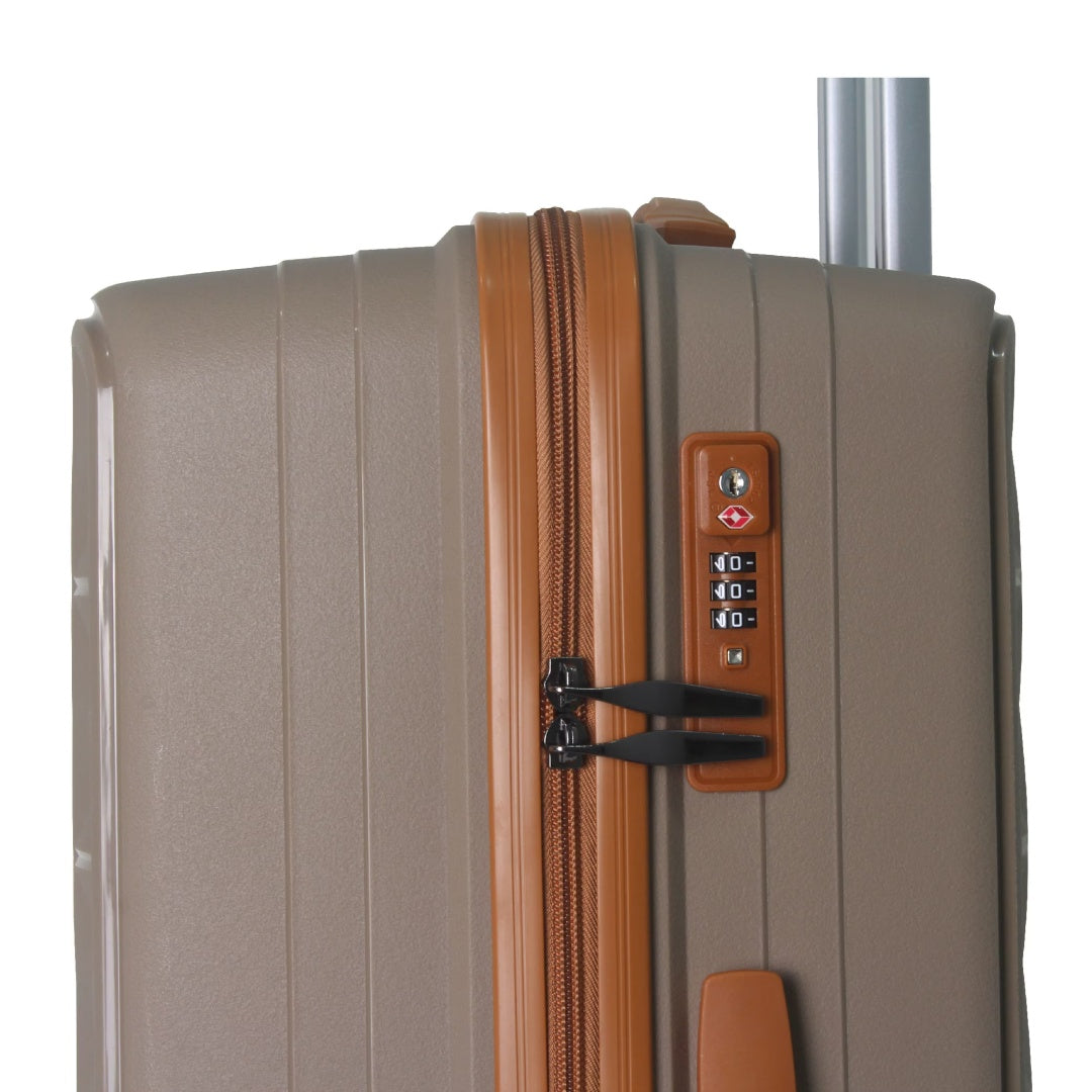 3-Piece Luggage Set Travel Lightweight Suitcases With Rolling Wheels, TSA Lock & Moulded Corner, Carry On Luggages For Business, Trip, 20-24-28, Brown