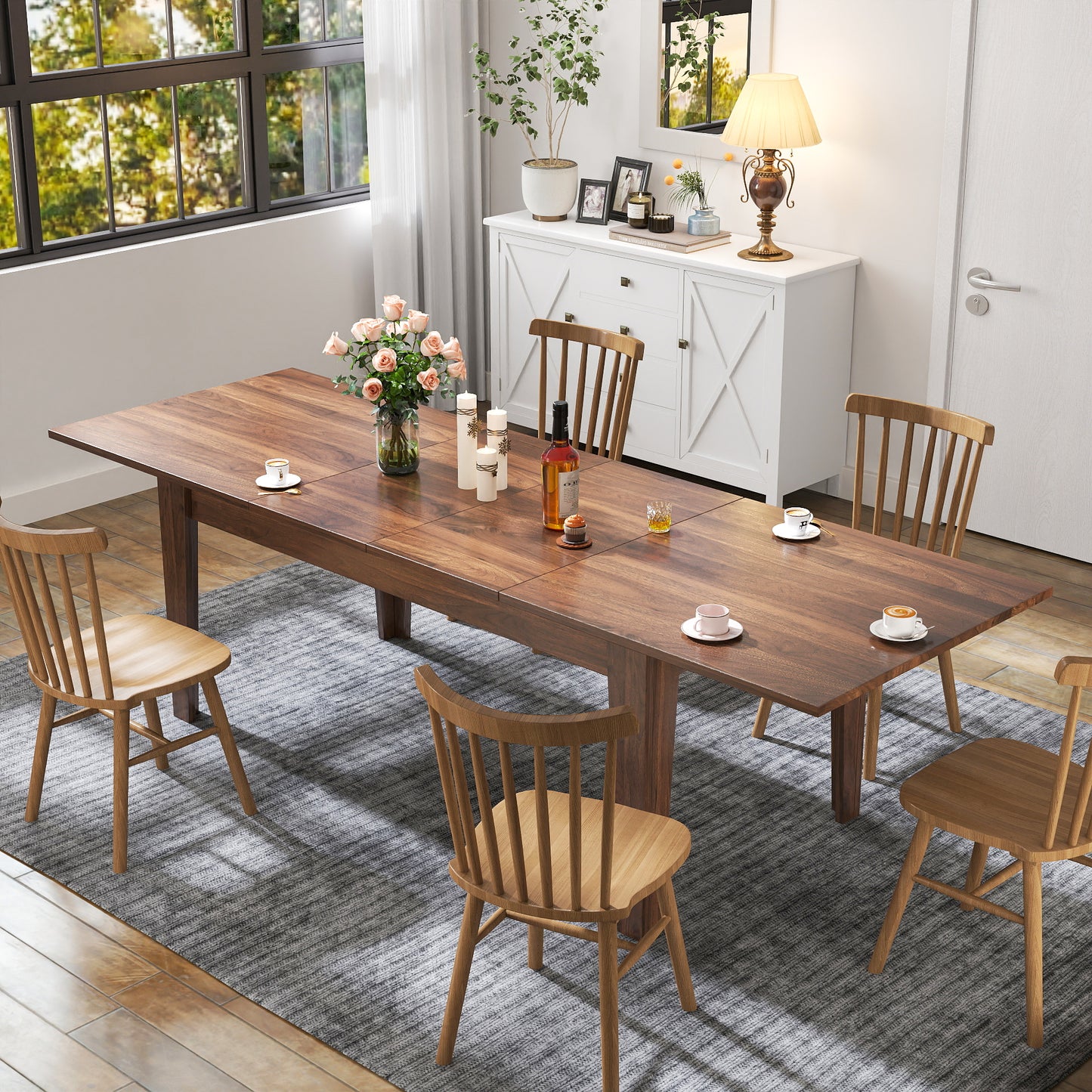 Dining Table,106.3 In Large Extendable Kitchen Table