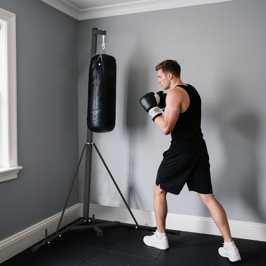 Foldable Punch Bag Stand, Height Adjustable Heavy Bag Stand with Weighted Base, Free Standing for Home Gym, Stand Only
