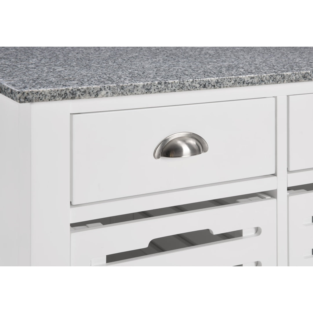 Mobile Rolling Kitchen Island Trolley Serving Cart With Underneath Drawer & Slide-Out Wire Storage Basket
