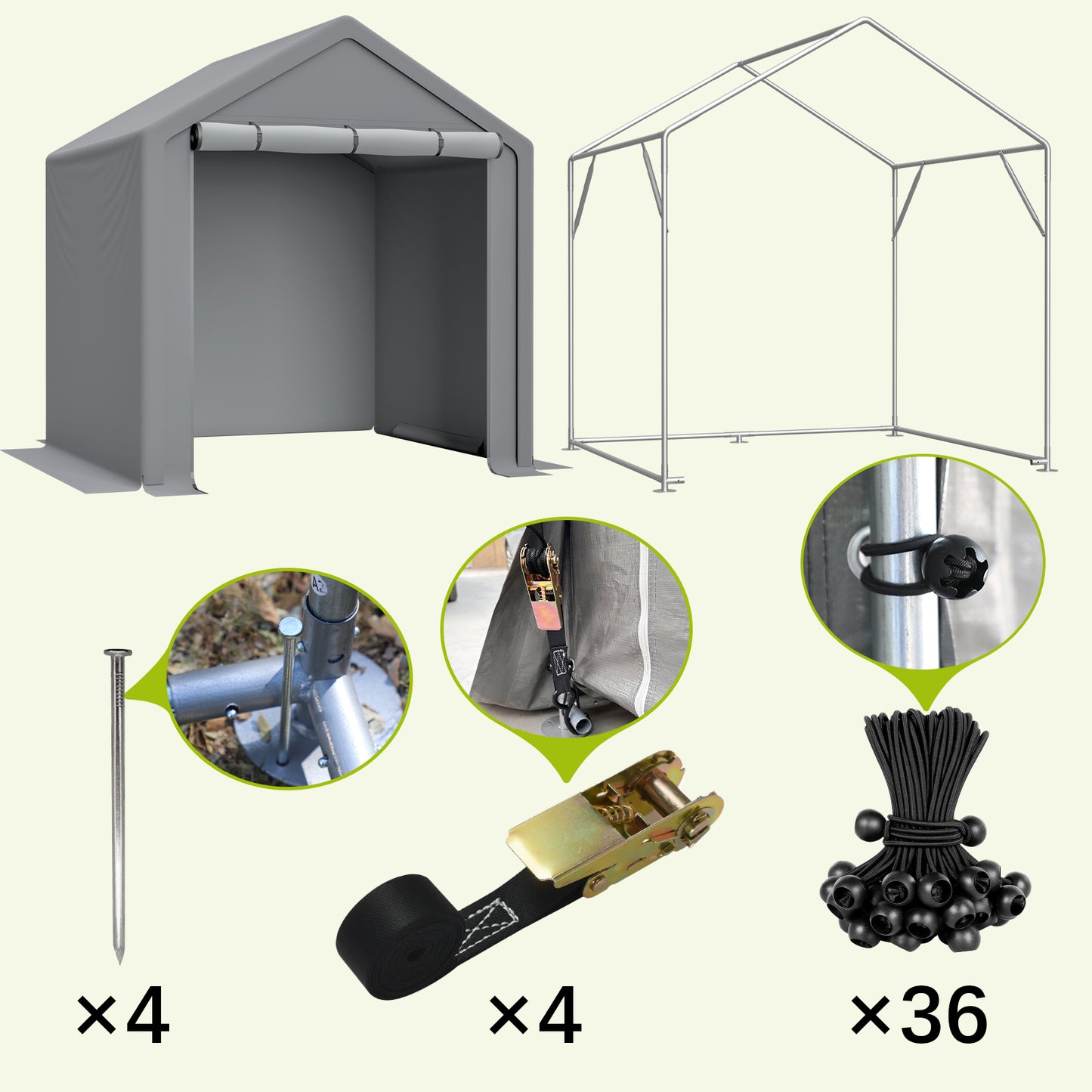 6x6 FT All-Season Storage Tent  Quick-Install Waterproof & UV-Resistant Outdoor Shed