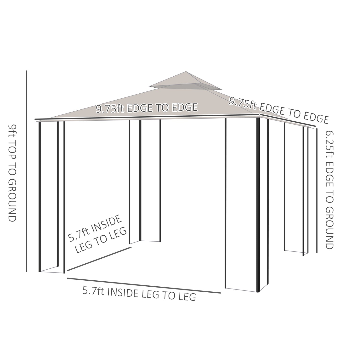 10' x 10' Patio Gazebo Canopy Outdoor Pavilion with Netting SideWalls