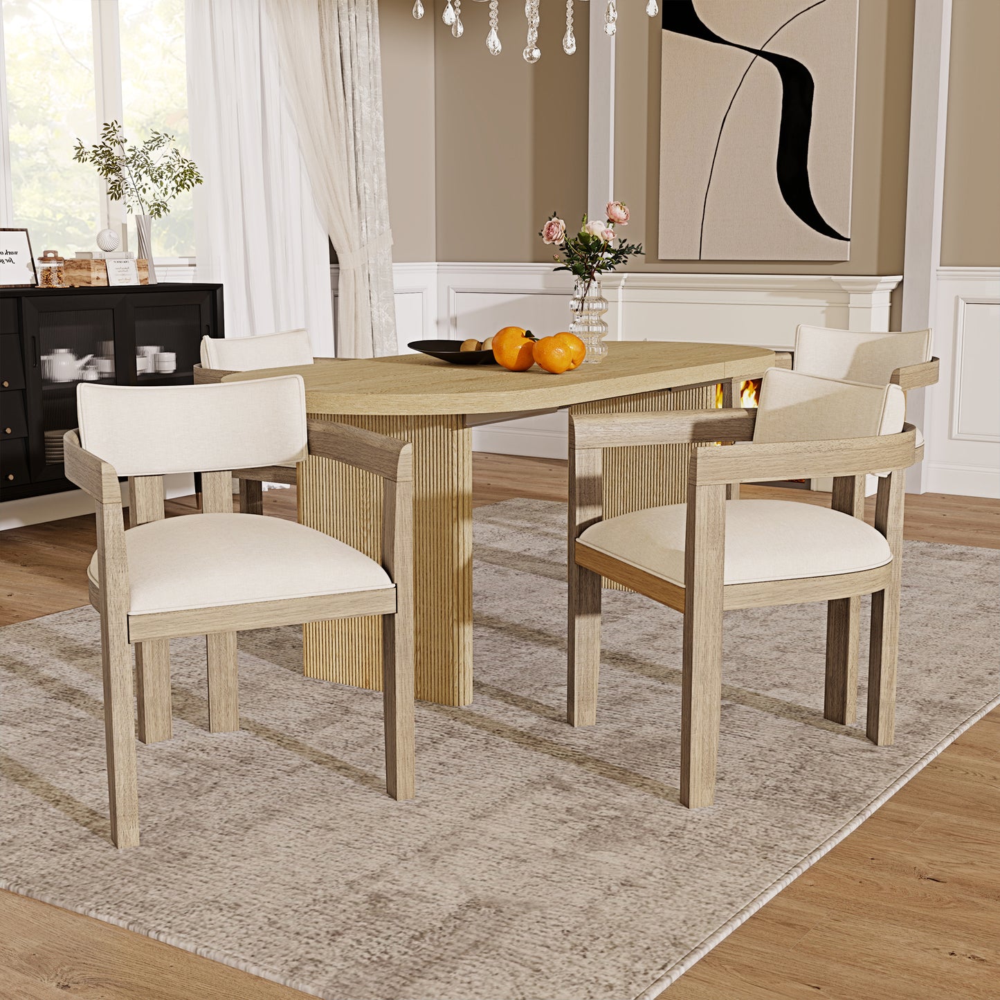Set Of 2, Solid Wood Chairs, Dining Chairs, Suitable For Homes, Restaurants, Living Rooms, And Cafes, Linen, Natural Color