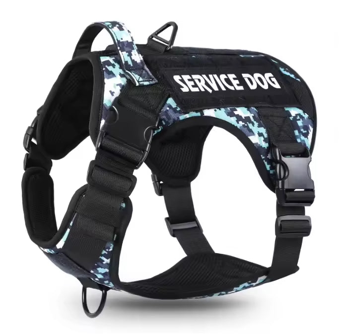 Tactical Pet Chest Service Dog Harness Vest Adjustable Reflective Dog Harness Metal Buckle Hiking Training