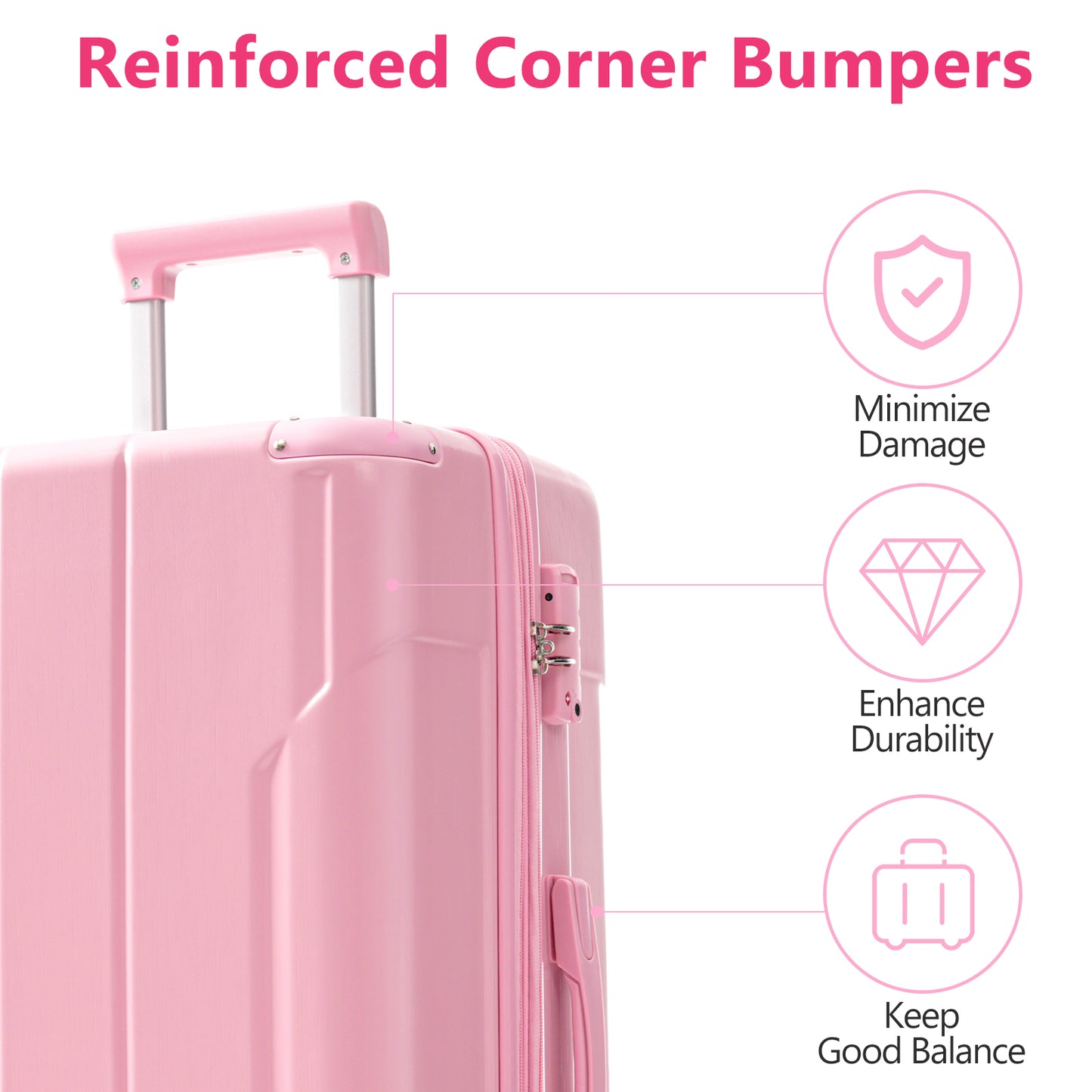 Hardshell Luggage, Lightweight Durable ABS Suitcases With Double Wheels, Expandable 28-inch Checked Luggage 28