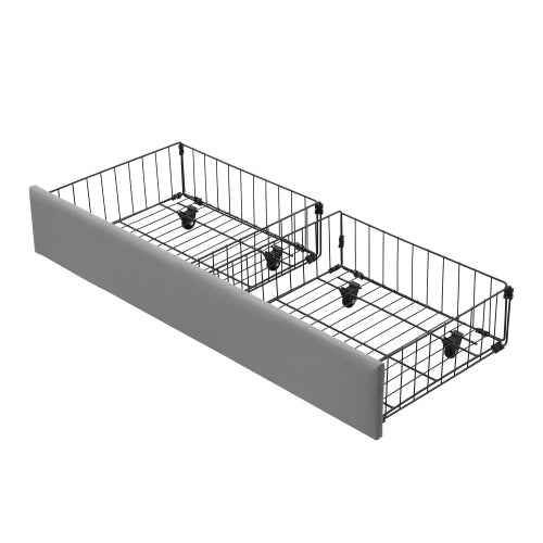 Upholstered Bed,Double Bed-4ft6 135x190cm, Velvet Fabric, Double Bed, Large Storage Space,With Slats And Headboard,Without Mattress,Grey