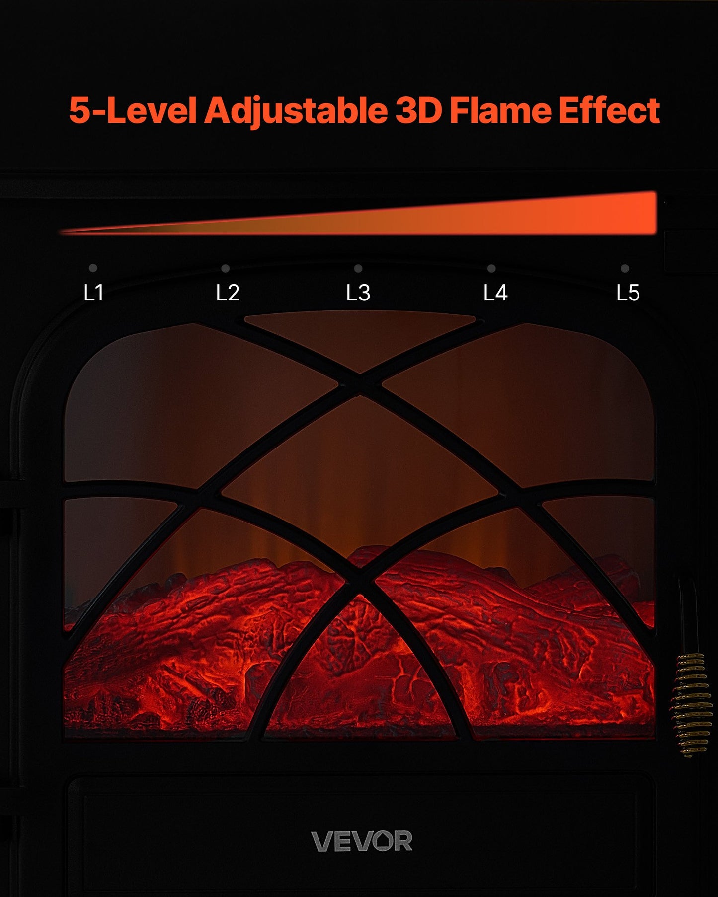 25.5inch Freestanding Fireplaces, 1500W 5120BTU Portable Electric Fireplace Stove Heater, With Overheating Protection,Adjustable Flames,Timer, Remote,for Living Room,Bedroom,Black