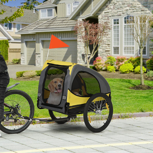 Dog Bike Trailer, Pet Stroller with Wheels for Medium Dogs, Yellow
