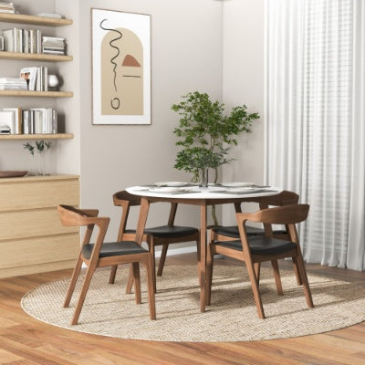 Dakota Solid Wood Black Leather Dining Chair Set Of 2