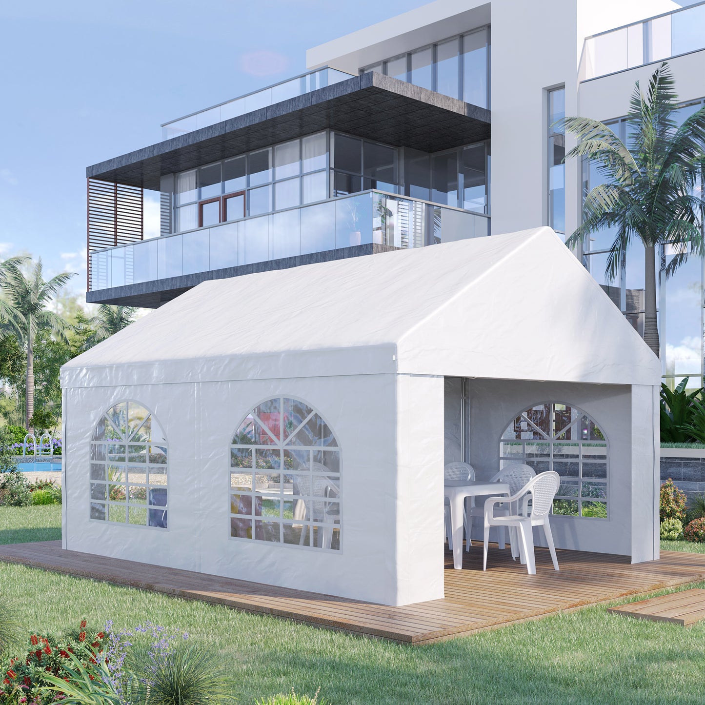 13 x 16.5 ft Heavy Duty Party Tent Outdoor Gazebo Wedding Tent Event Shelter Carport BBQ with Removable Sidewalls & Windows, Outside Waterproof Canopy for Parties, White