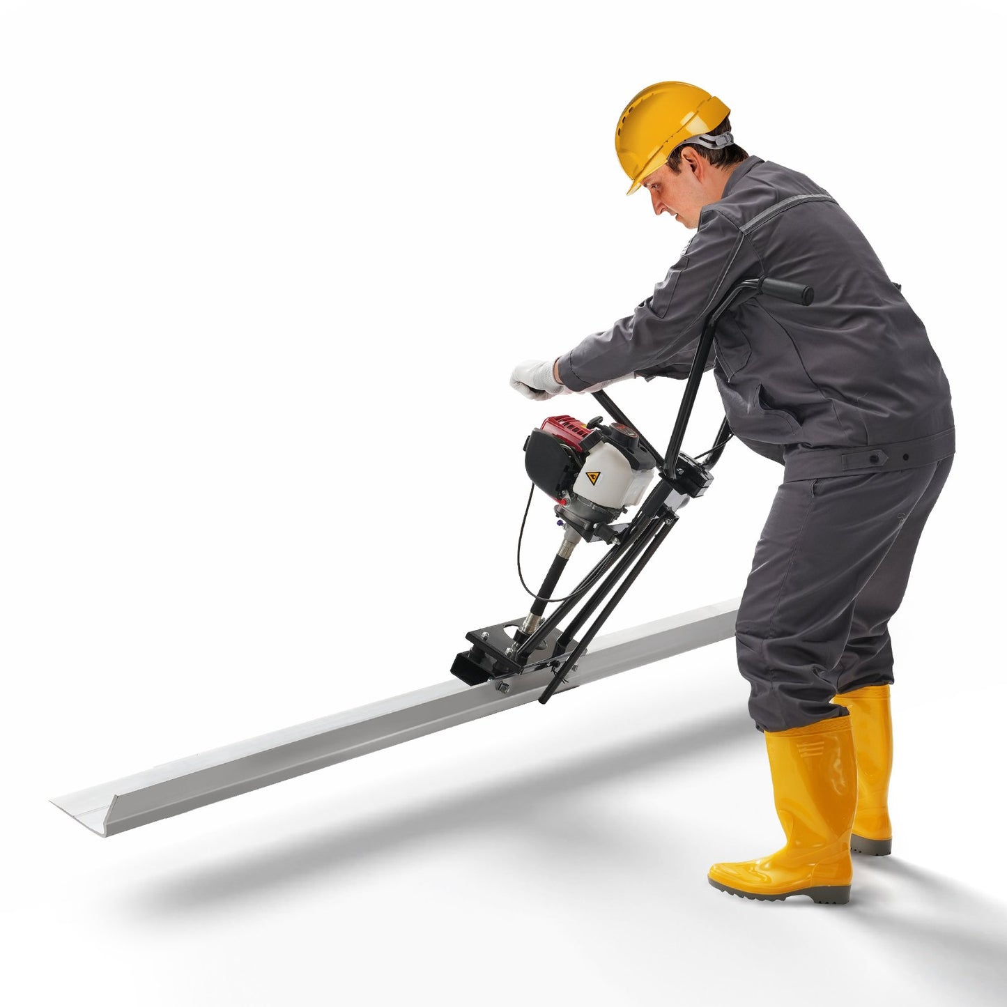 Gas Concrete Power Screed, 6ft Aluminum Board Straight Edge Bar Set, 4 Stroke Cement Finishing Vibrating Motor With Height Adjustable Handles, High Efficient Concrete Tools 6500RPM