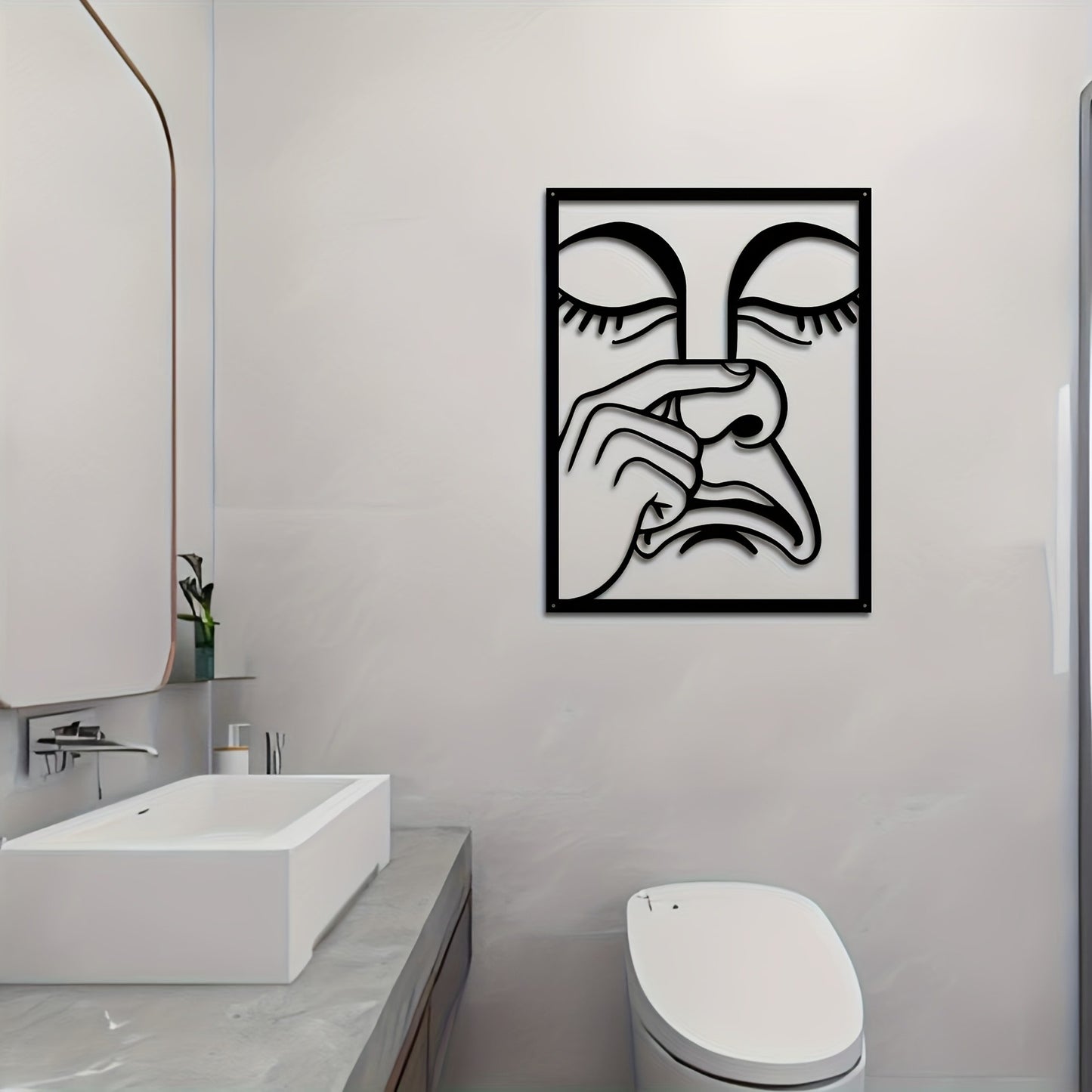 Whimsical Nose-Pinch Metal Wall Sculpture - Hilarious Single Piece Iron Art