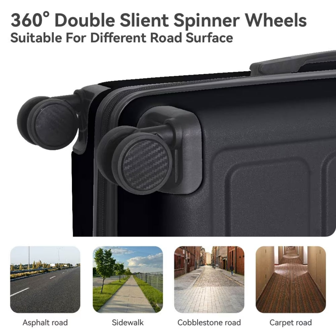 Luggage Sets ABS Hardshell 3pcs Luggage, Lightweight Durable Suitcase Sets Spinner Wheels Suitcase 20 24 28 BLACK