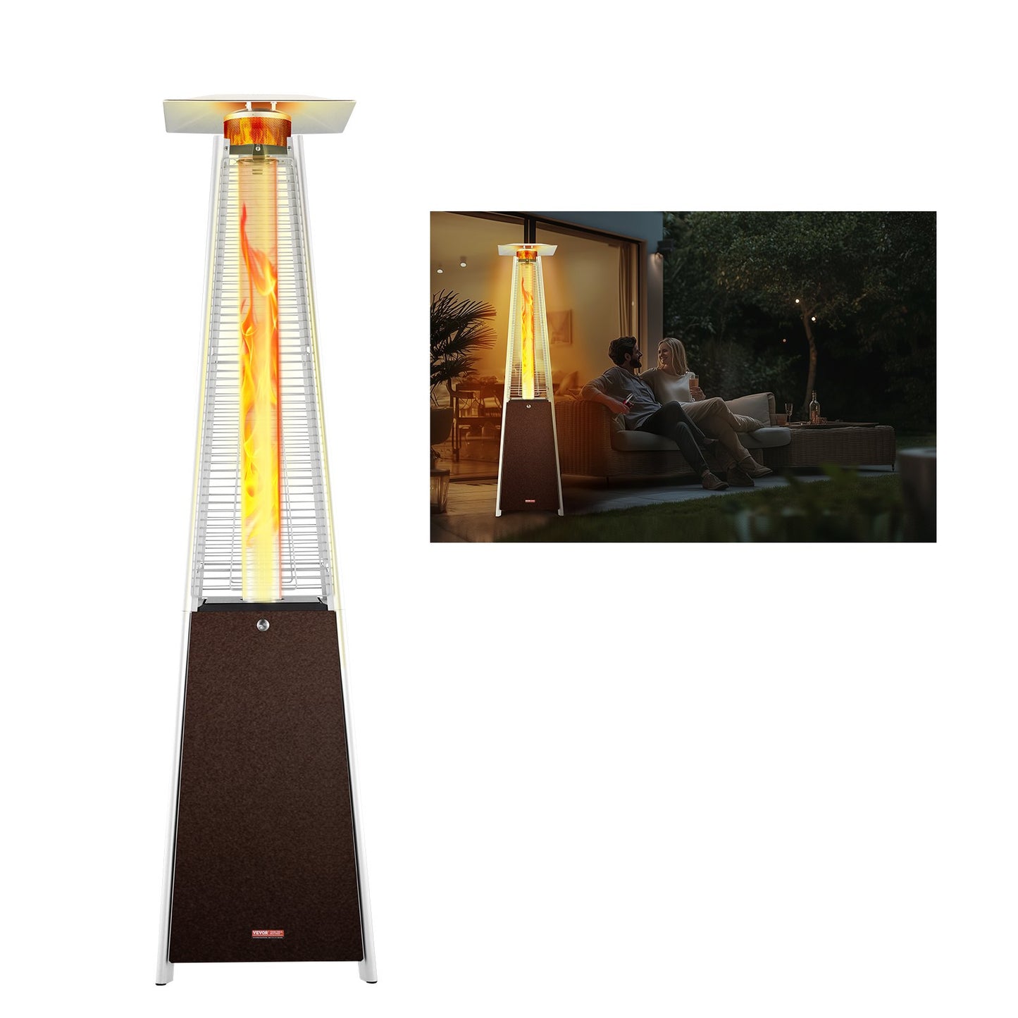 Propane Patio Heater 48000BTU Pyramid W/Wheels For Outdoor Patio Bronze