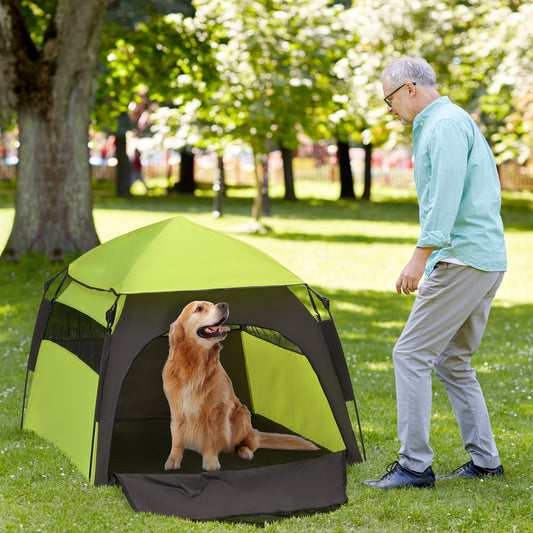 Pop Up Dog Tent For Extra Large And Large Dogs, Portable Pet Camping Tent With Carrying Bag For Beach, Backyard, Home, Green