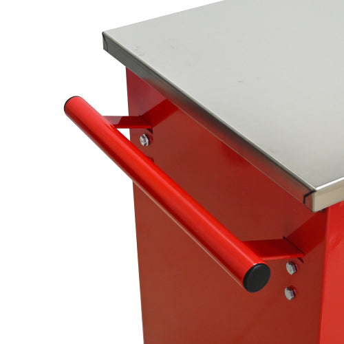 5 Drawers Multifunctional Tool Cart With Wheels,Metal Rolling Tool Cart Storage For Garage Workshop Warehouse Repair Shop--With Stainless Steel Roof--Red  Black