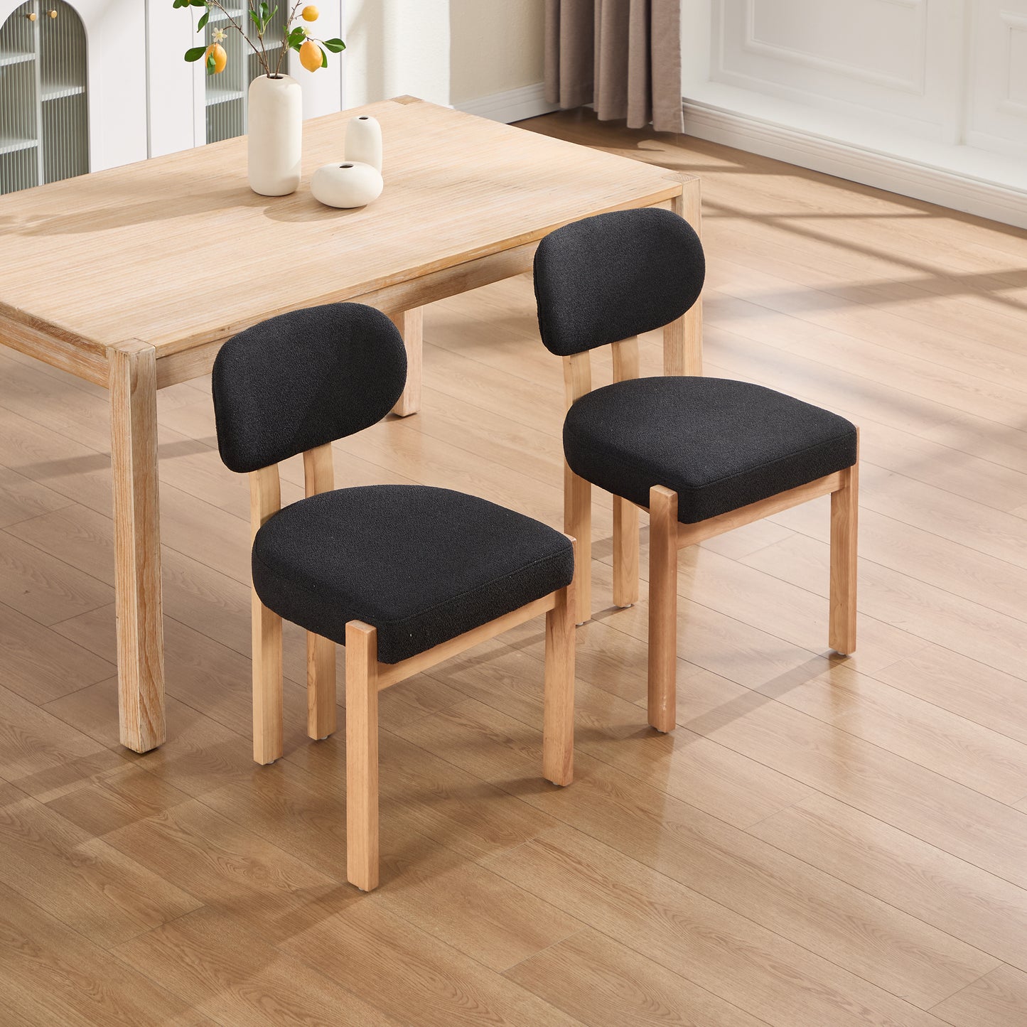 Wooden Dining Chairs Set Of 2, Modern Fabric Upholstered Dining Room Chair Kitchen Chairs, Farmhouse Dinner Chair For Kitchen Dining Room