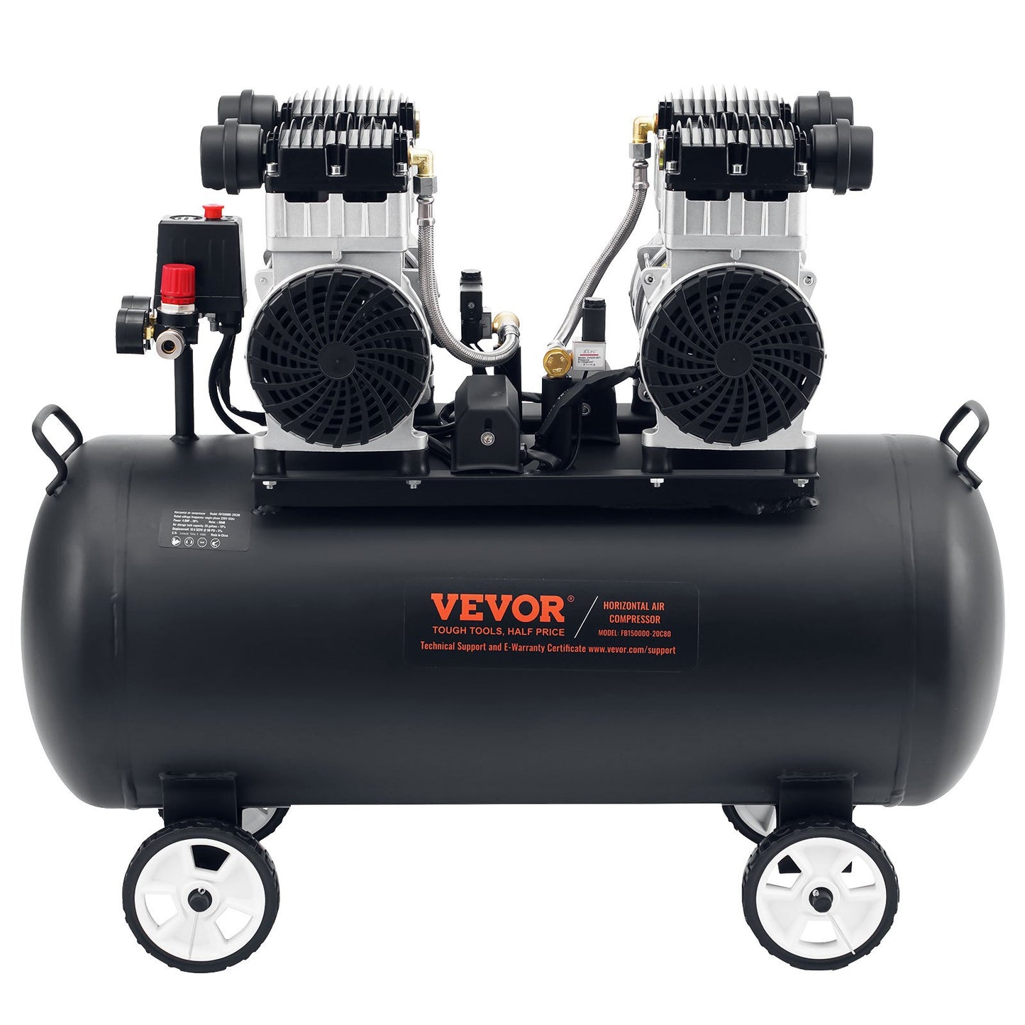 Air Compressor, 20 Gallon Steel Tank, 4HP 10.6 CFM@90 PSI Oil Free Air Compressor & Max. 125PSI Pressure, 78dB Ultra Quiet Portable Compressor, For Auto Repair, Tire Inflation, Spray Painting