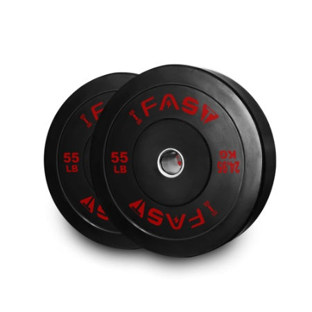 Olympic Bumper Weight Plates, Rubber Plate With 2-Inch Steel Insert Rubberized Weightlifting Barbell Plates 55LB, Pairs Or Sets