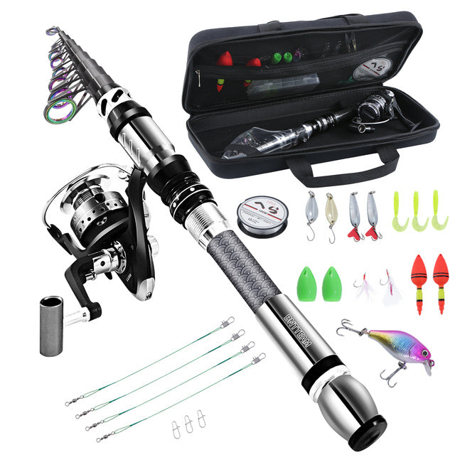BNTTEAM New Fishing Spinning Reel Rod Combos Carbon Telescop
